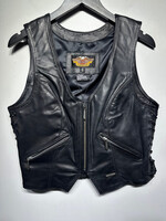 Harley Black Leather Side Lace Vest M