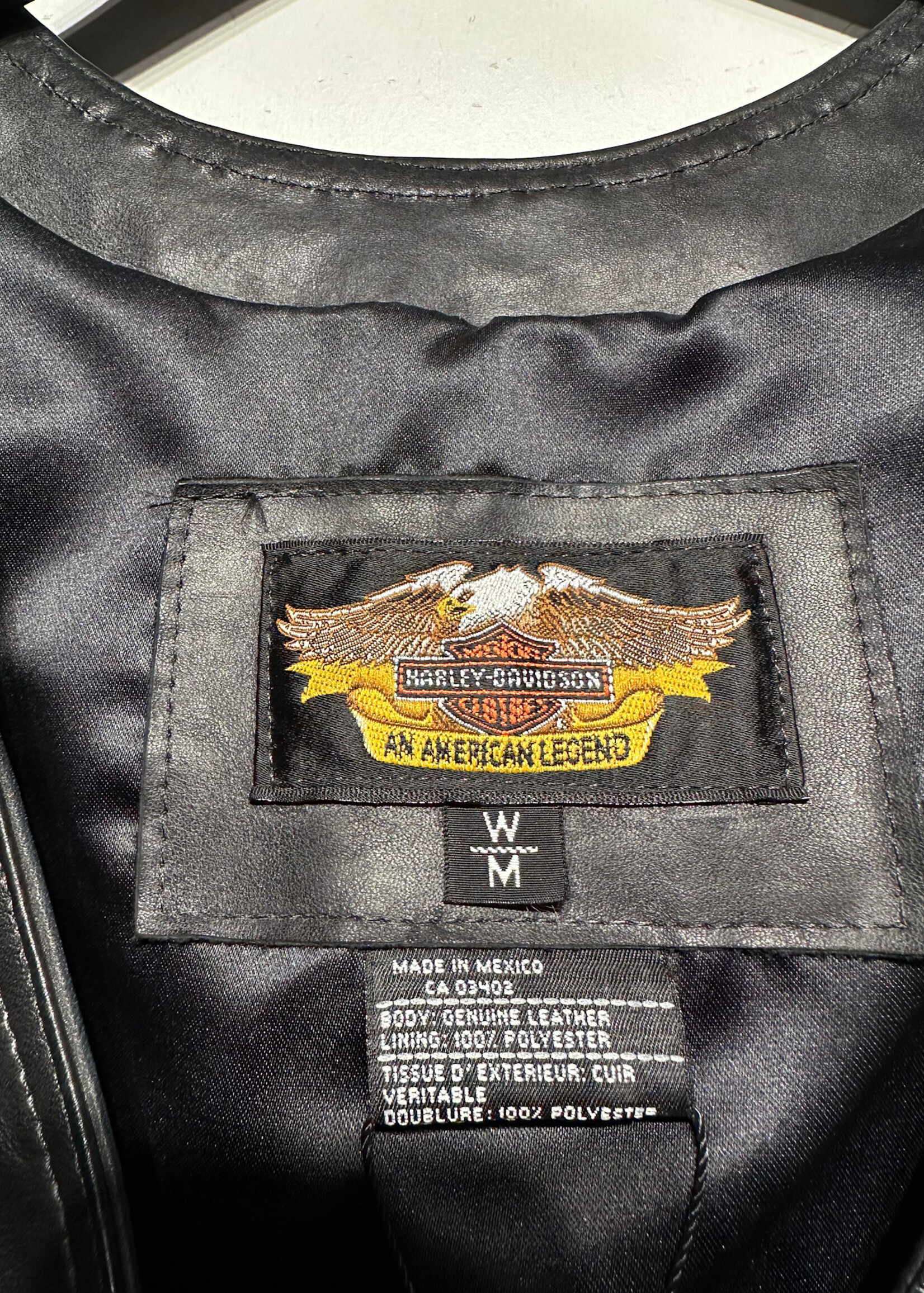 Harley Black Leather Side Lace Vest M