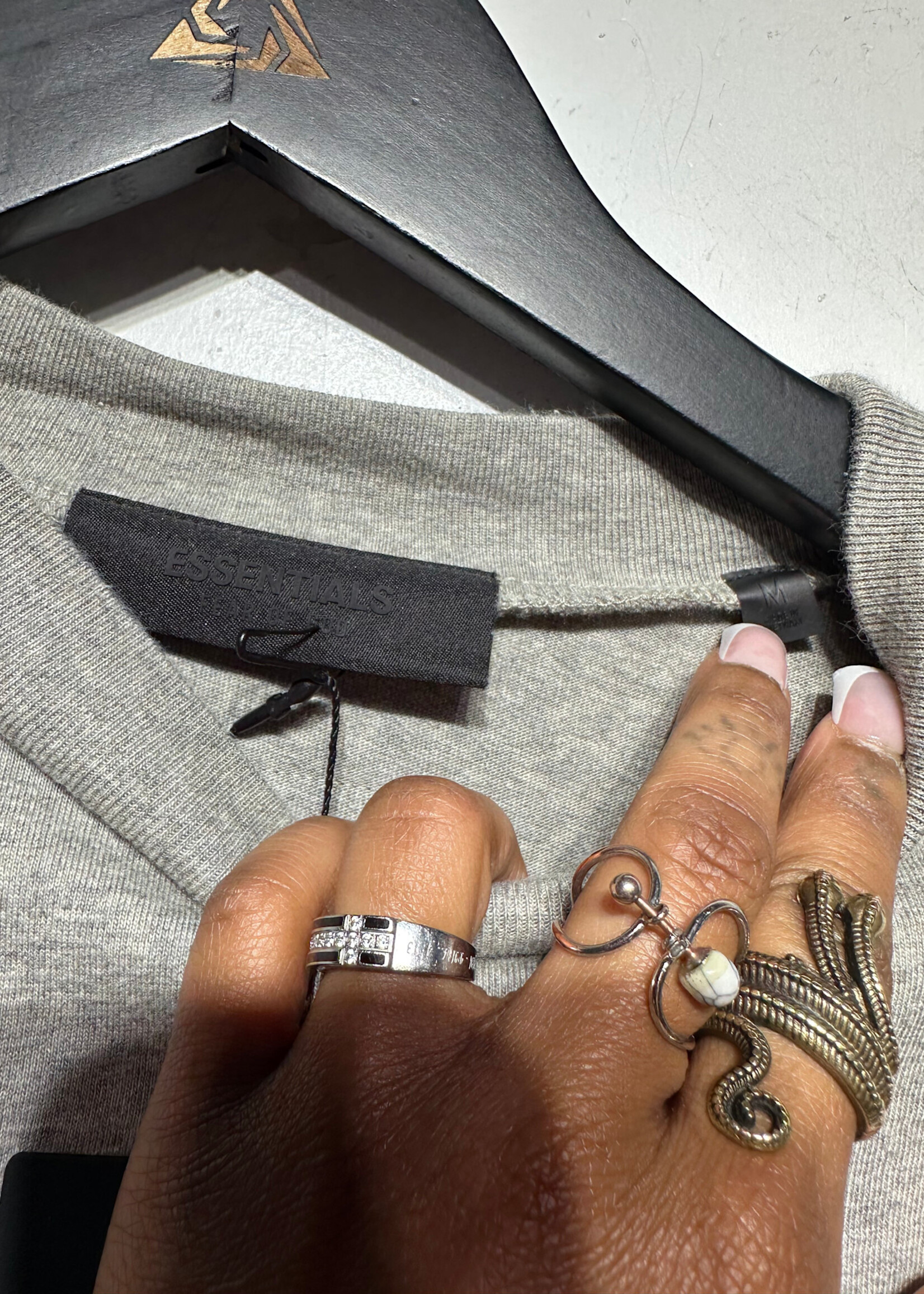 Essentials Heather Grey Rubber Logo Tee  M