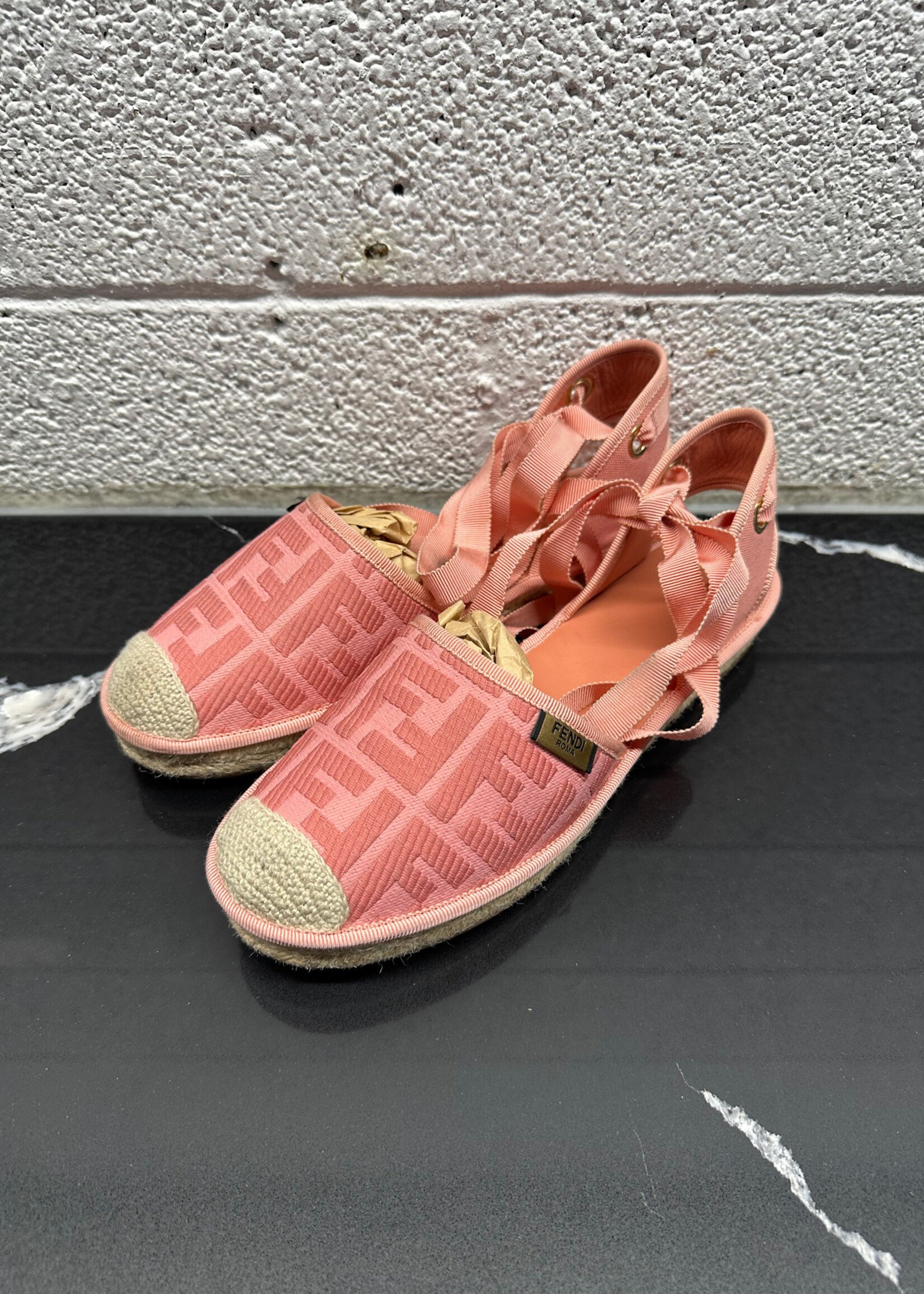 Fendi Pink woven Sandels 8.5