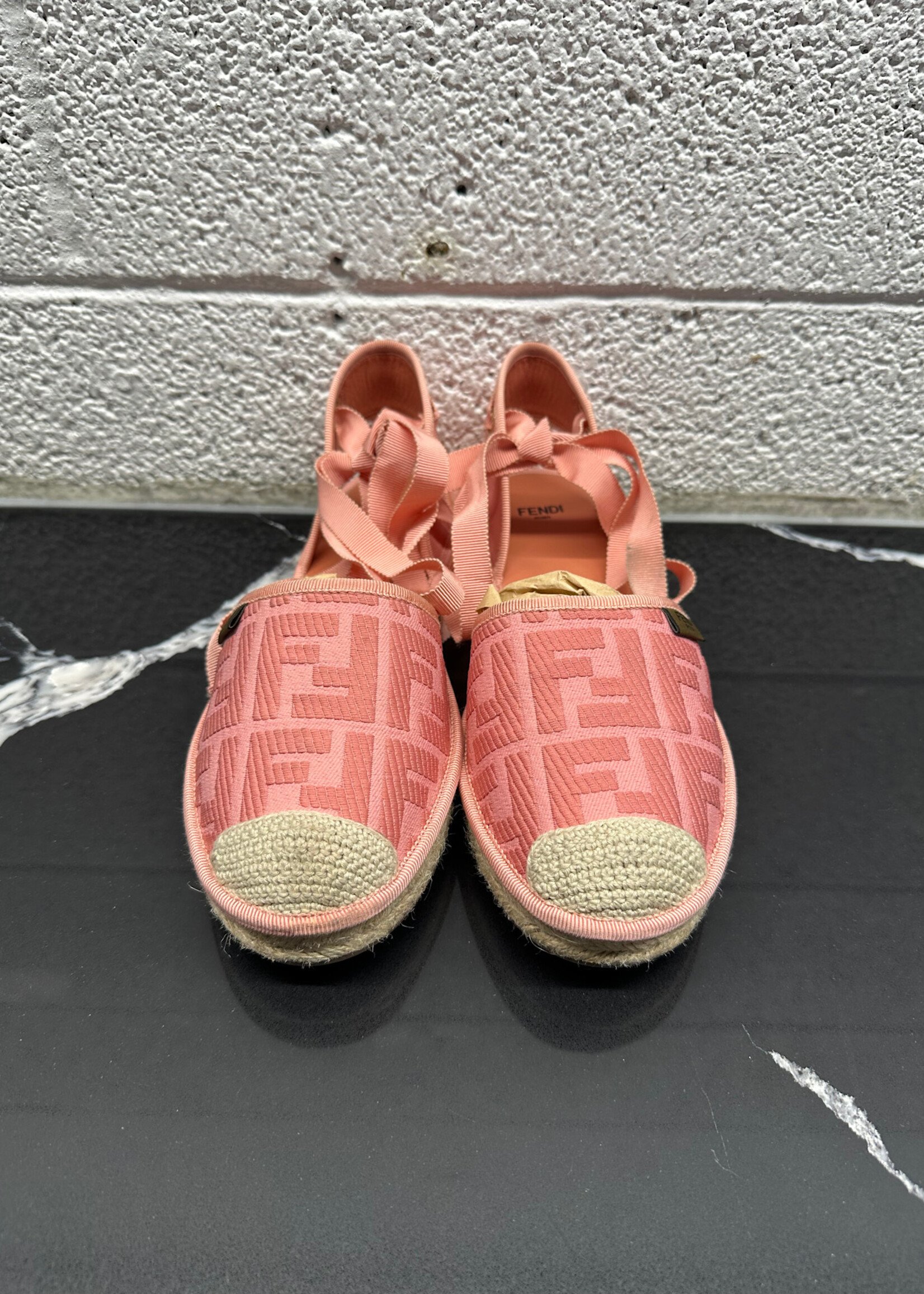 Fendi Pink woven Sandels 8.5