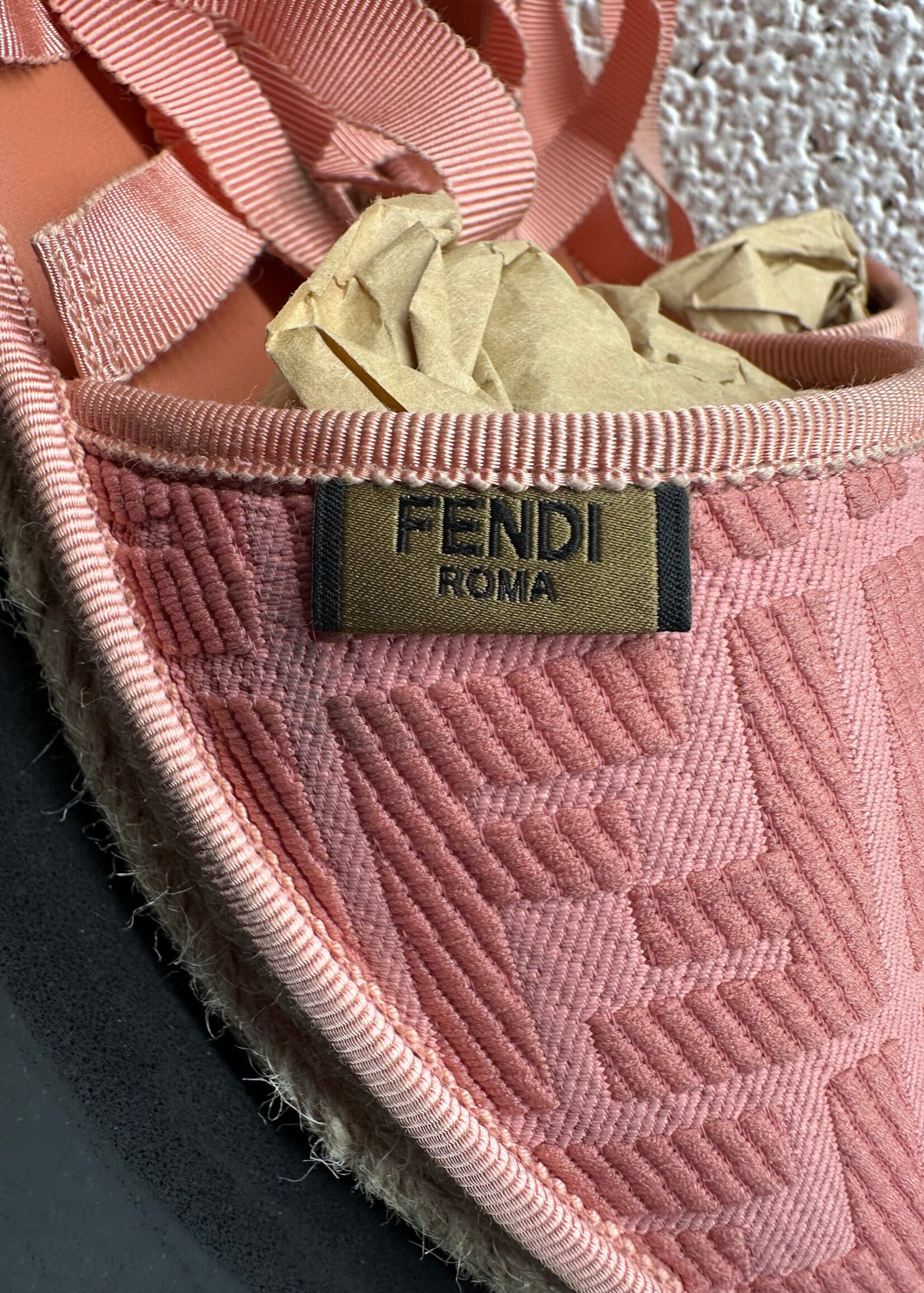 Fendi Pink woven Sandels 8.5
