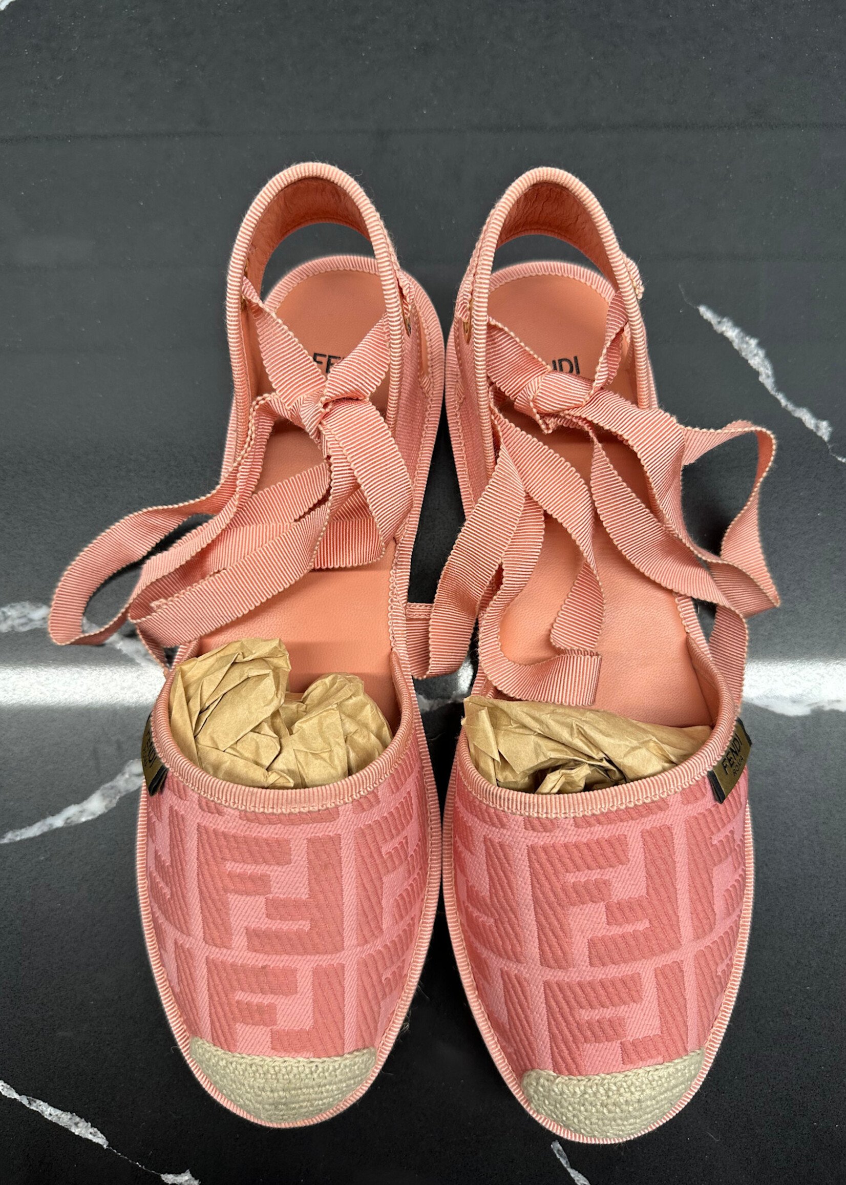 Fendi Pink woven Sandels 8.5