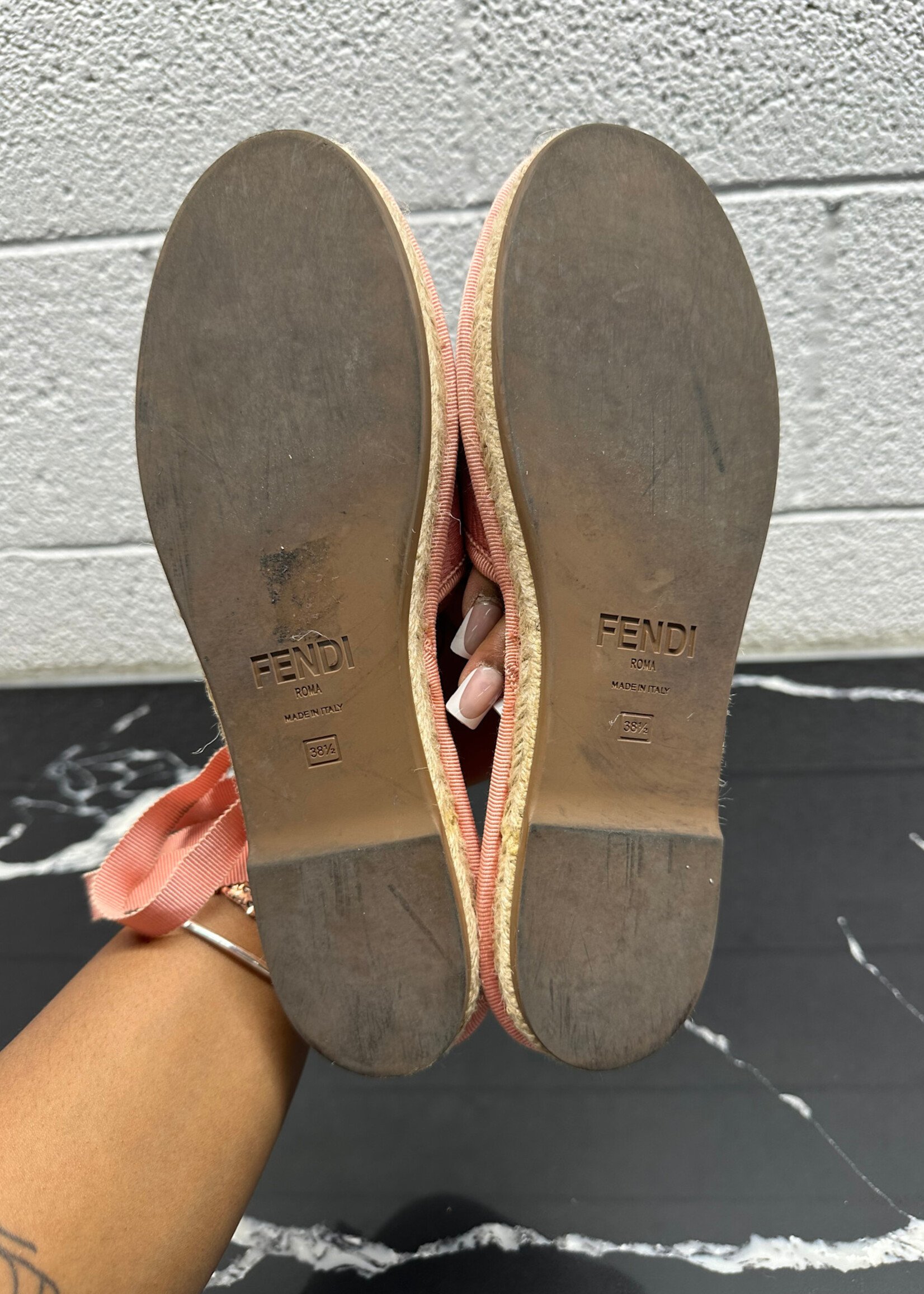 Fendi Pink woven Sandels 8.5