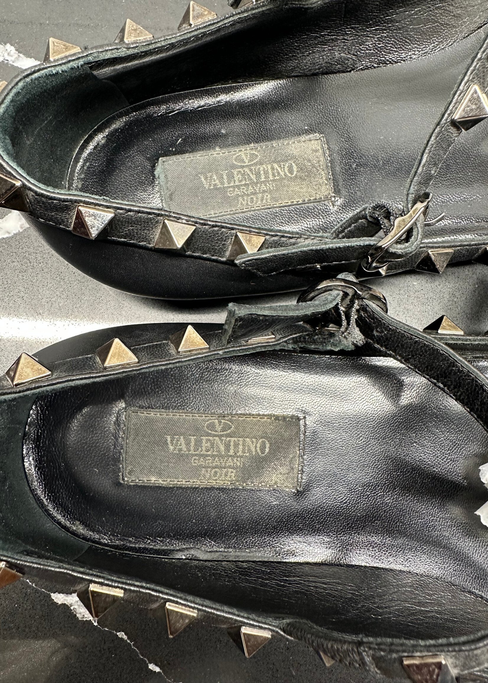 Valentino Black Studded Balerina Shoes 8.5 As Is
