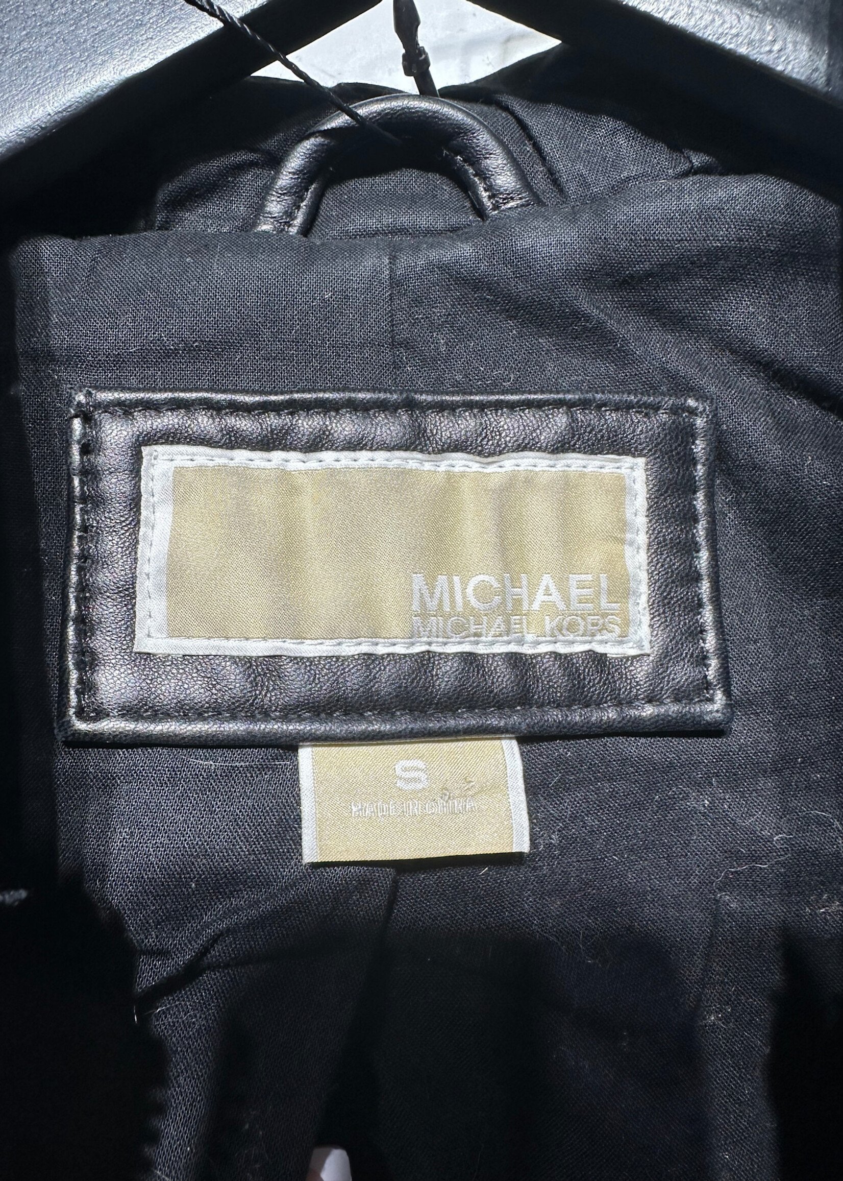 Michael Kors Hooded Café Racer Leather Jacket S