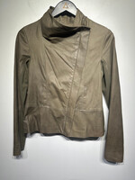 Vince Greenish Brown Asymmetrical Leather Jacket S