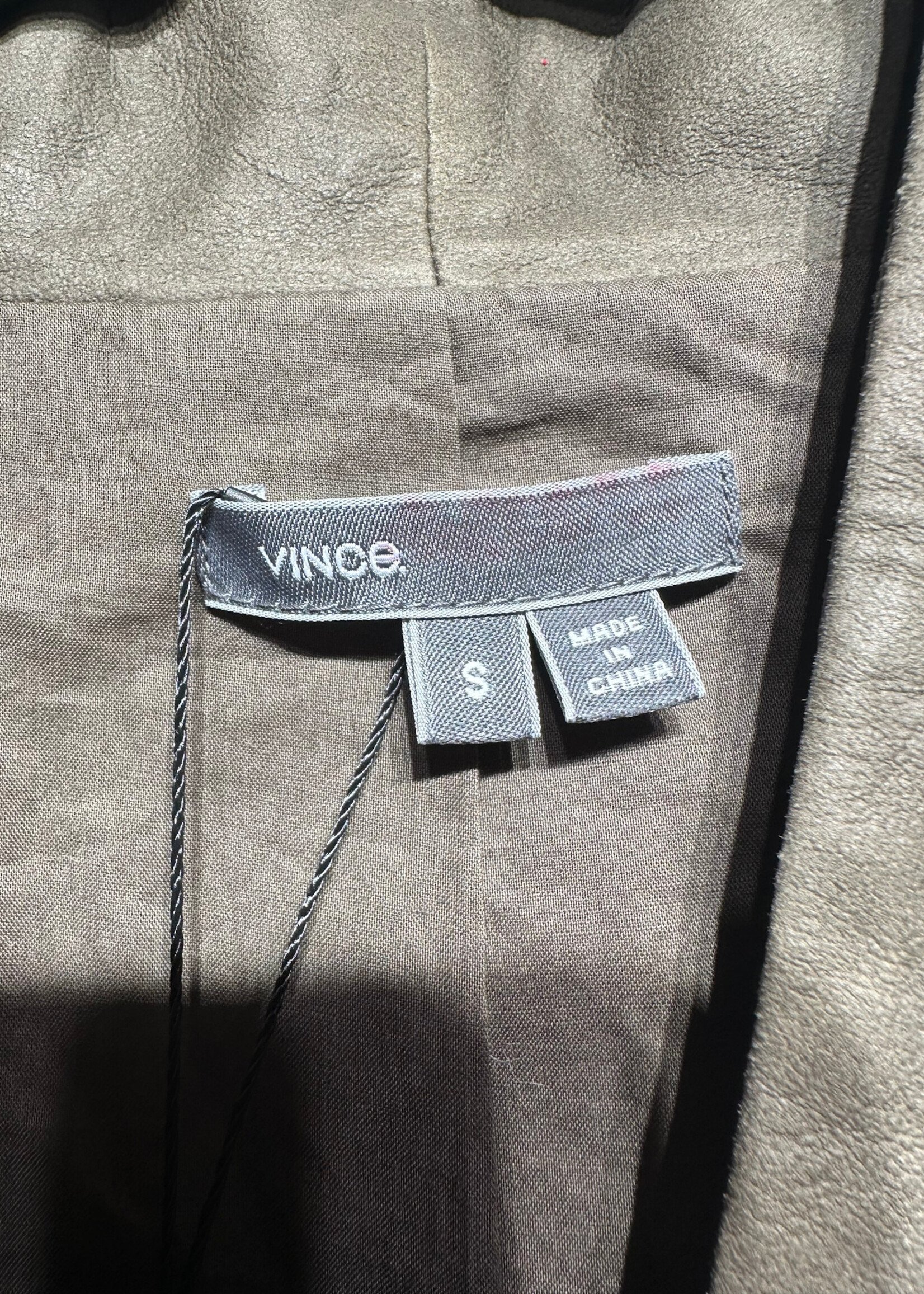 Vince Greenish Brown Asymmetrical Leather Jacket S