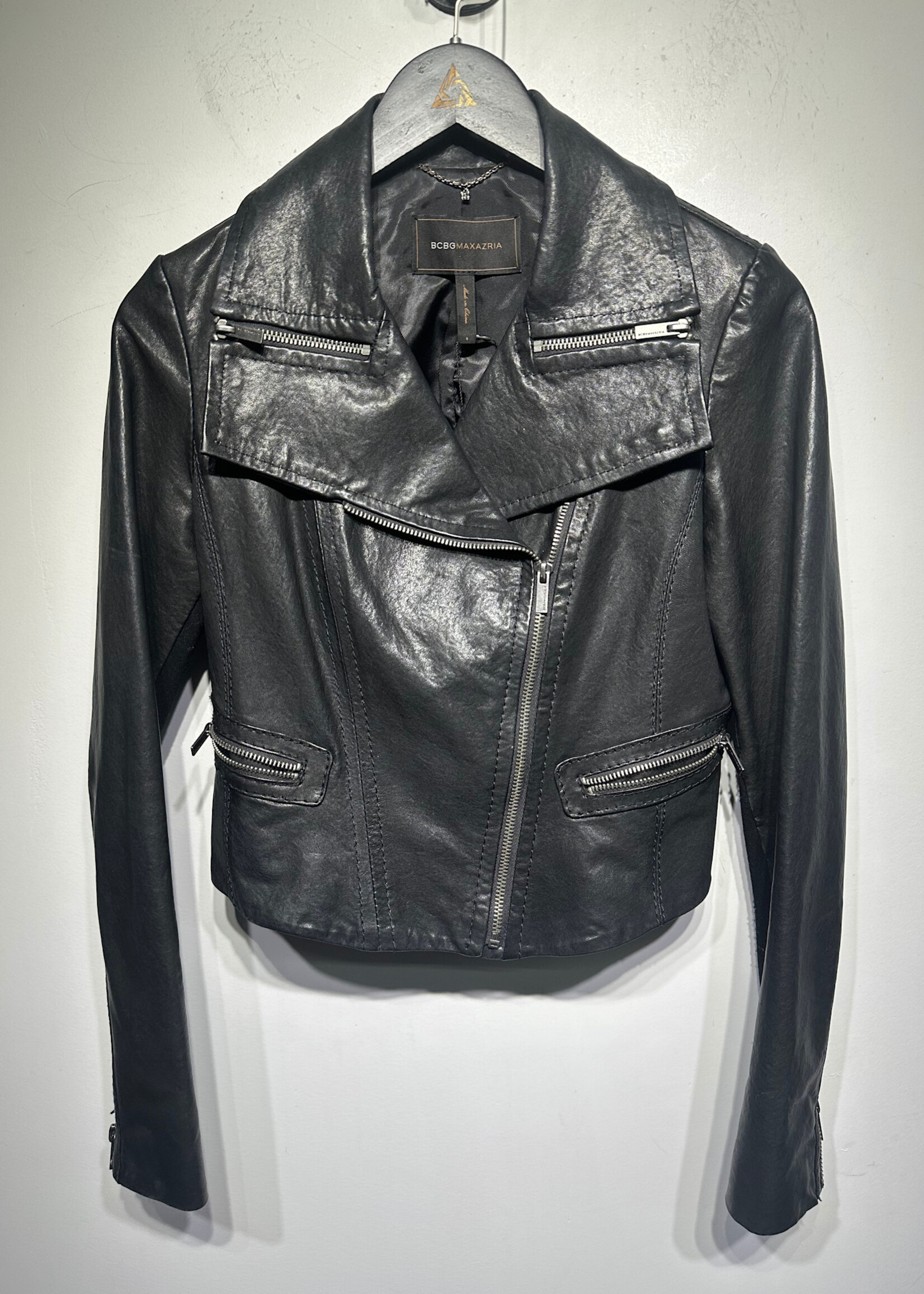 BCBG Multi Zip Crop Moto Jacket S