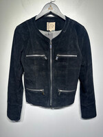 Chasor Black Suede Café Racer Jacket Fem M