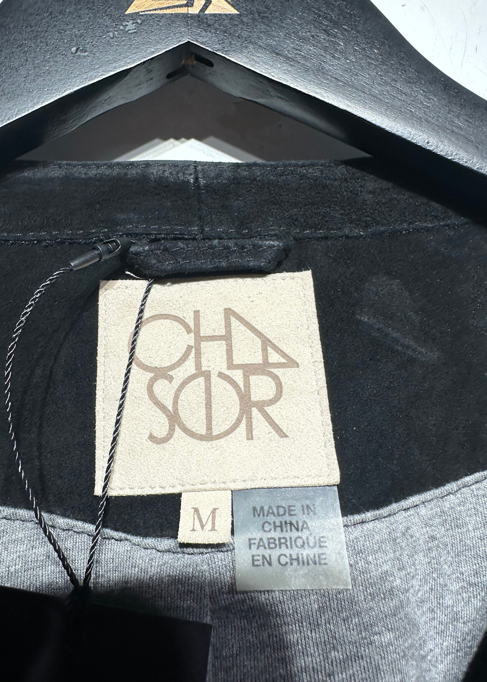 Chasor Black Suede Café Racer Jacket Fem M