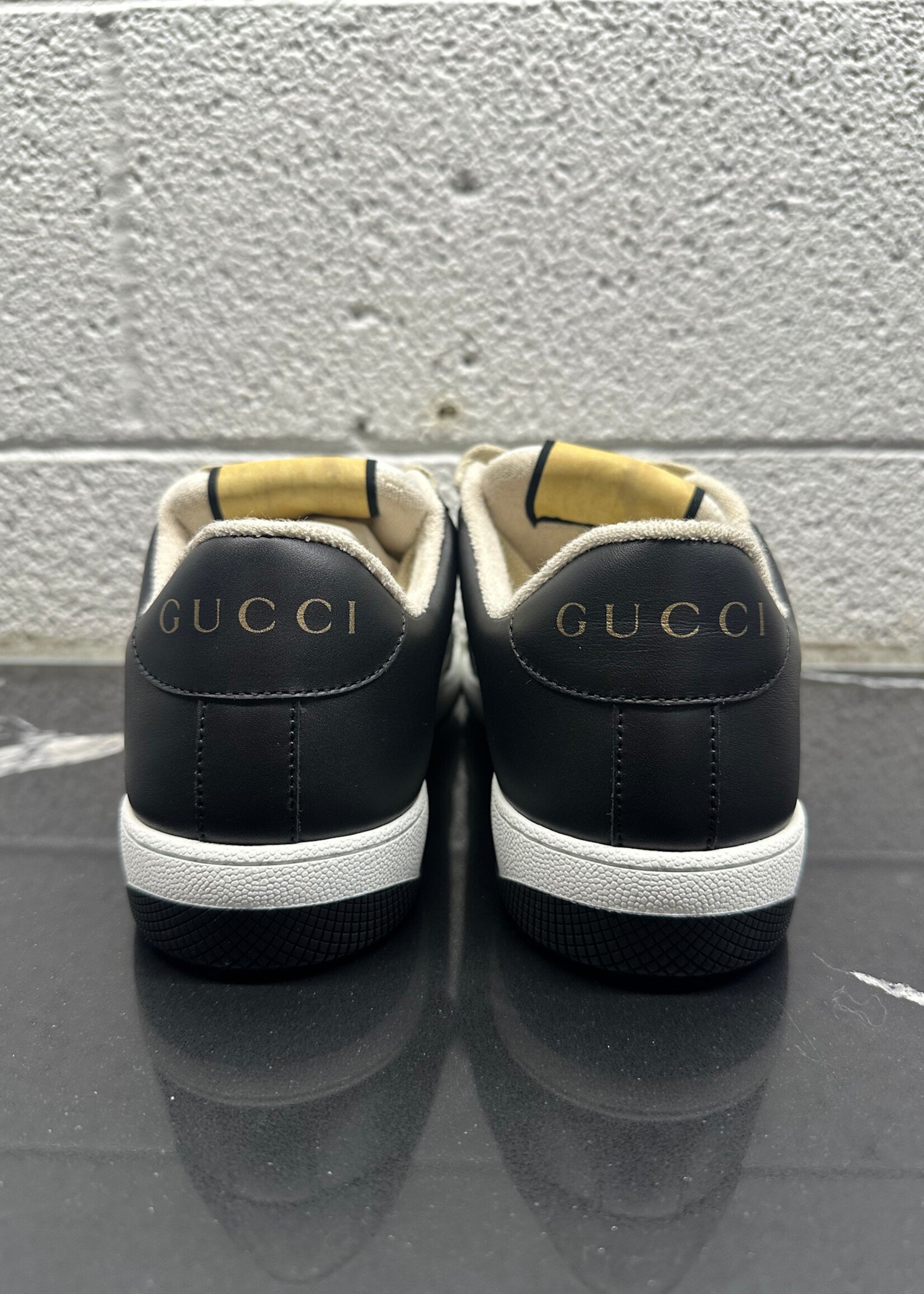 Gucci Black White Screener Sneaker Fits Masc 8.5
