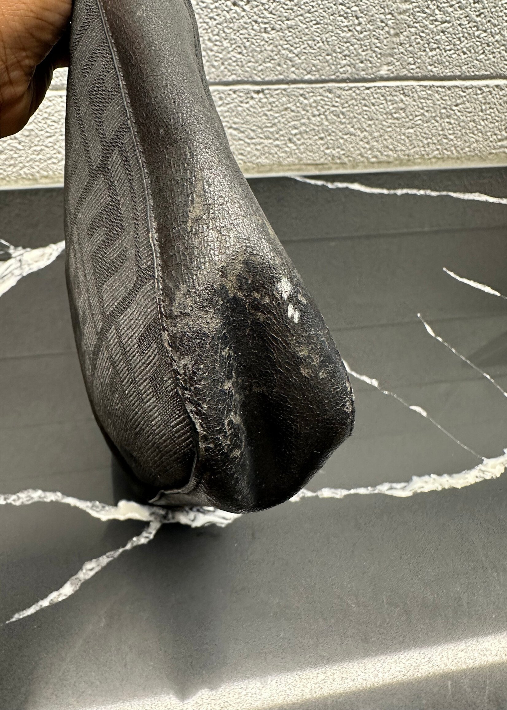 Fendi Vintage Black Zucca Shoulder Bag AS IS