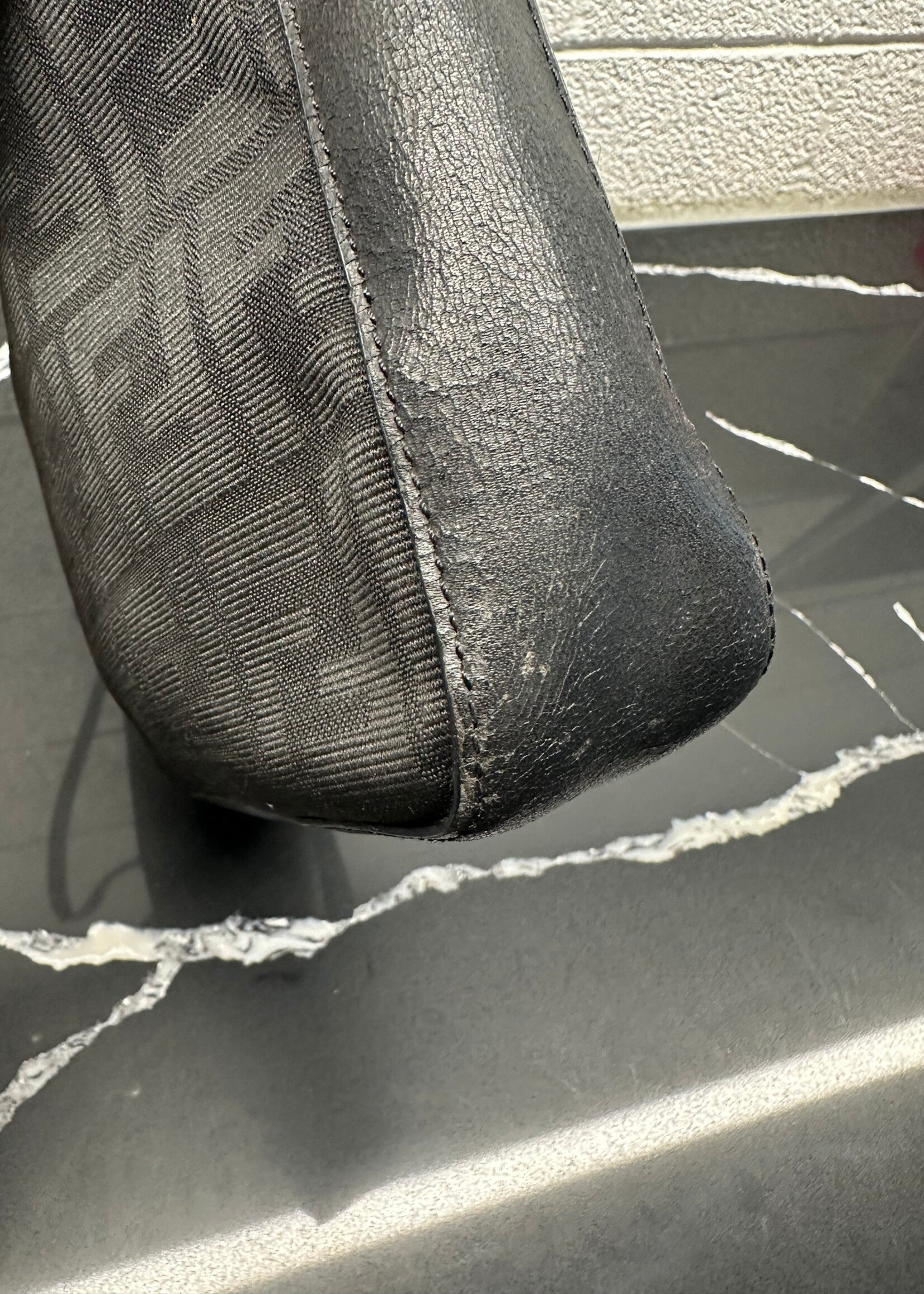 Fendi Vintage Black Zucca Shoulder Bag AS IS