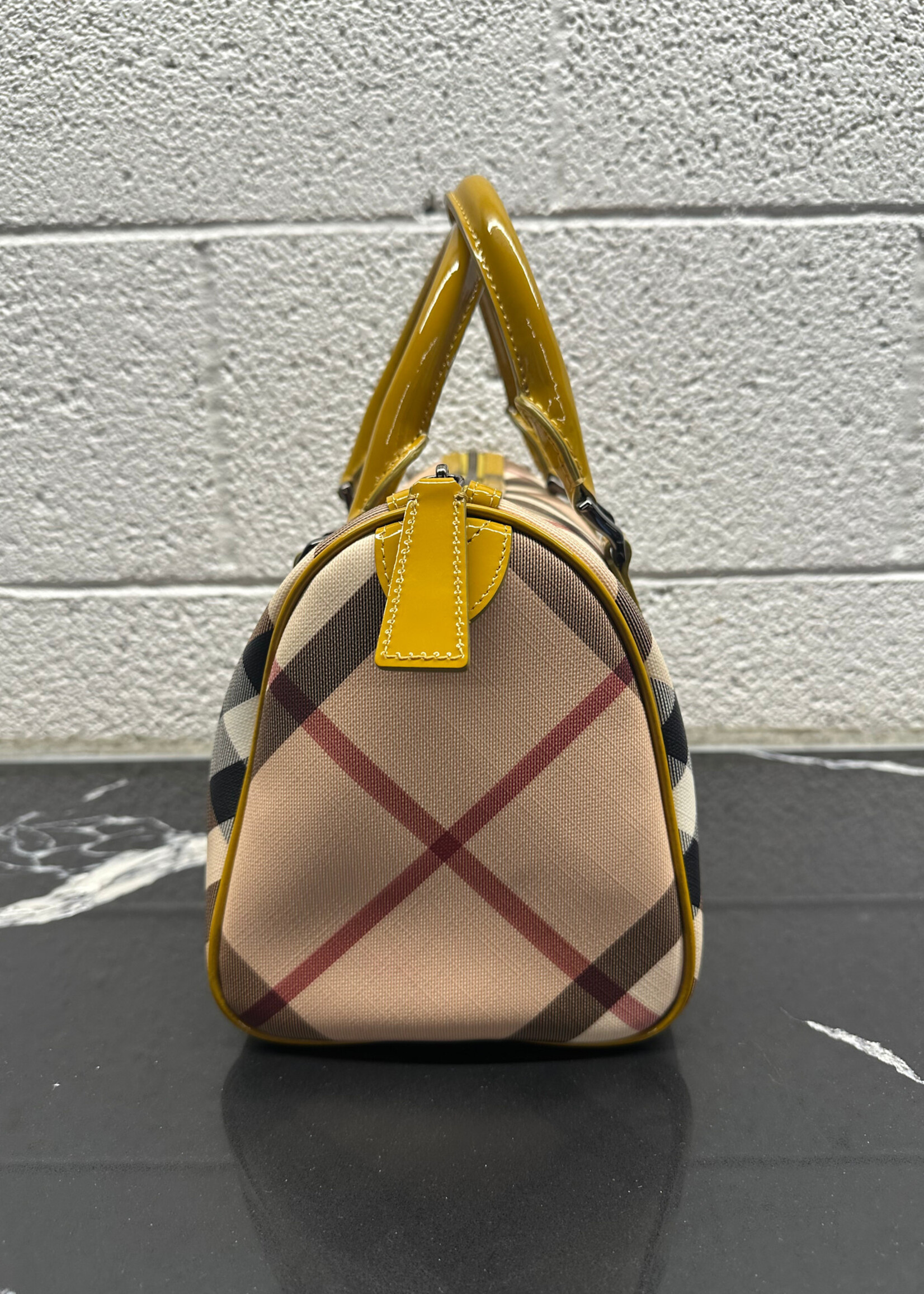 Burberry Barrel Cloth Yellow Patent Bag AS IS