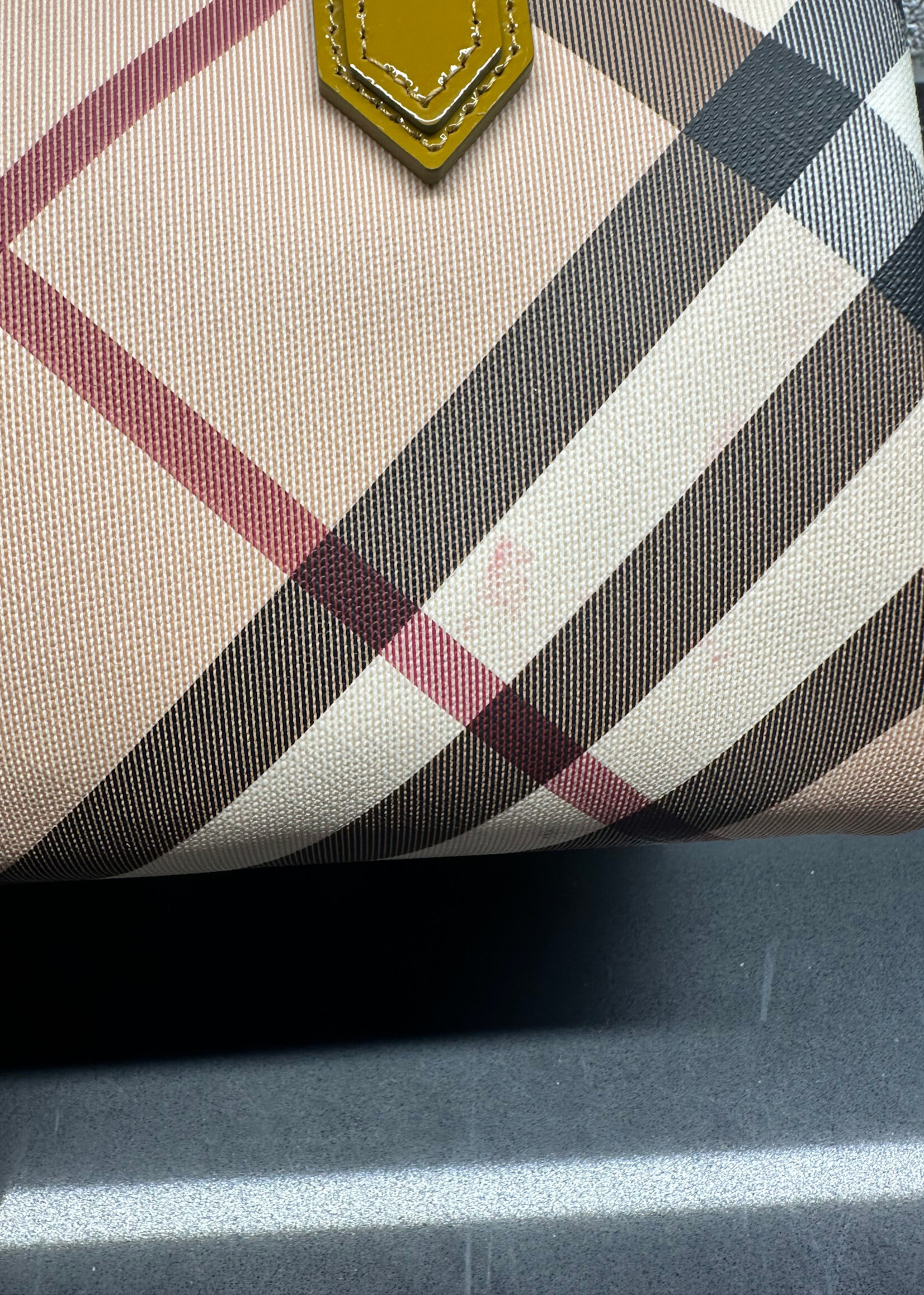 Burberry Barrel Cloth Yellow Patent Bag AS IS