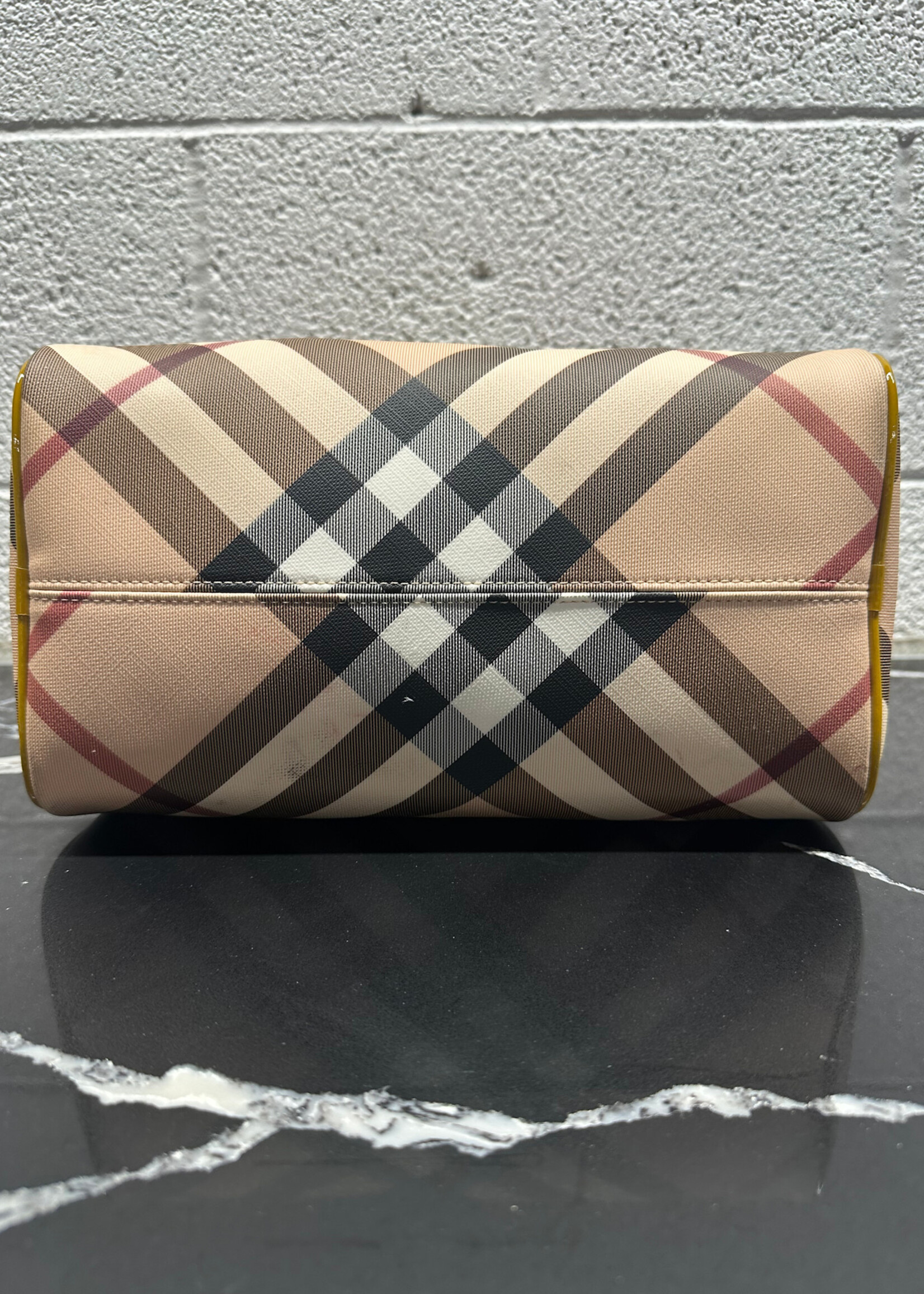 Burberry Barrel Cloth Yellow Patent Bag AS IS