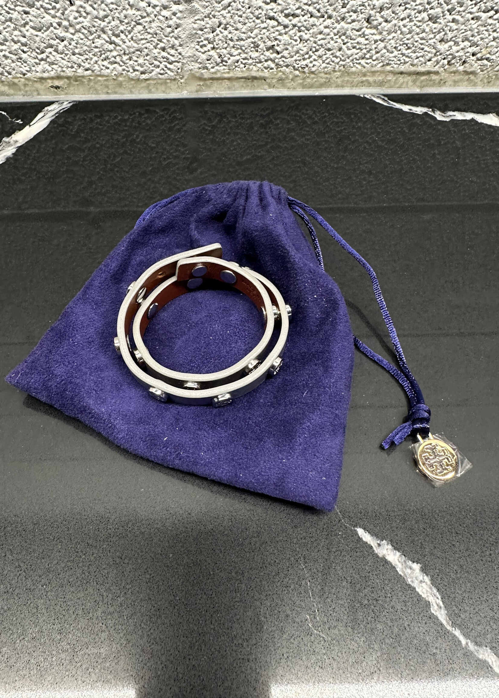 Tory Burch Silver Leather Bracelet