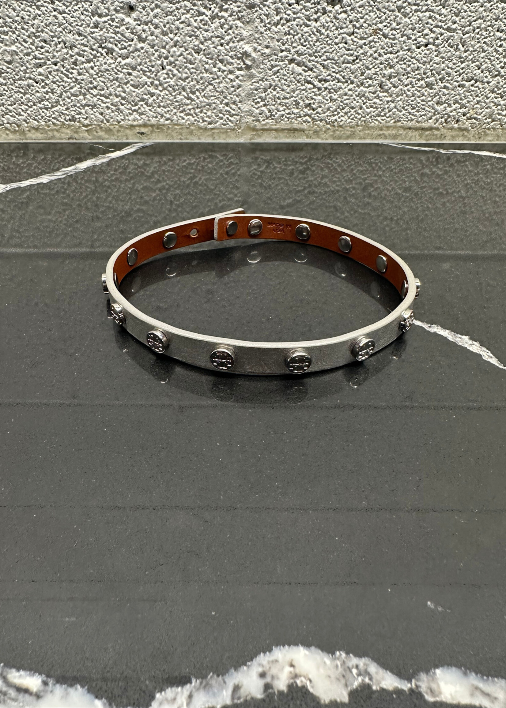 Tory Burch Silver Leather Bracelet