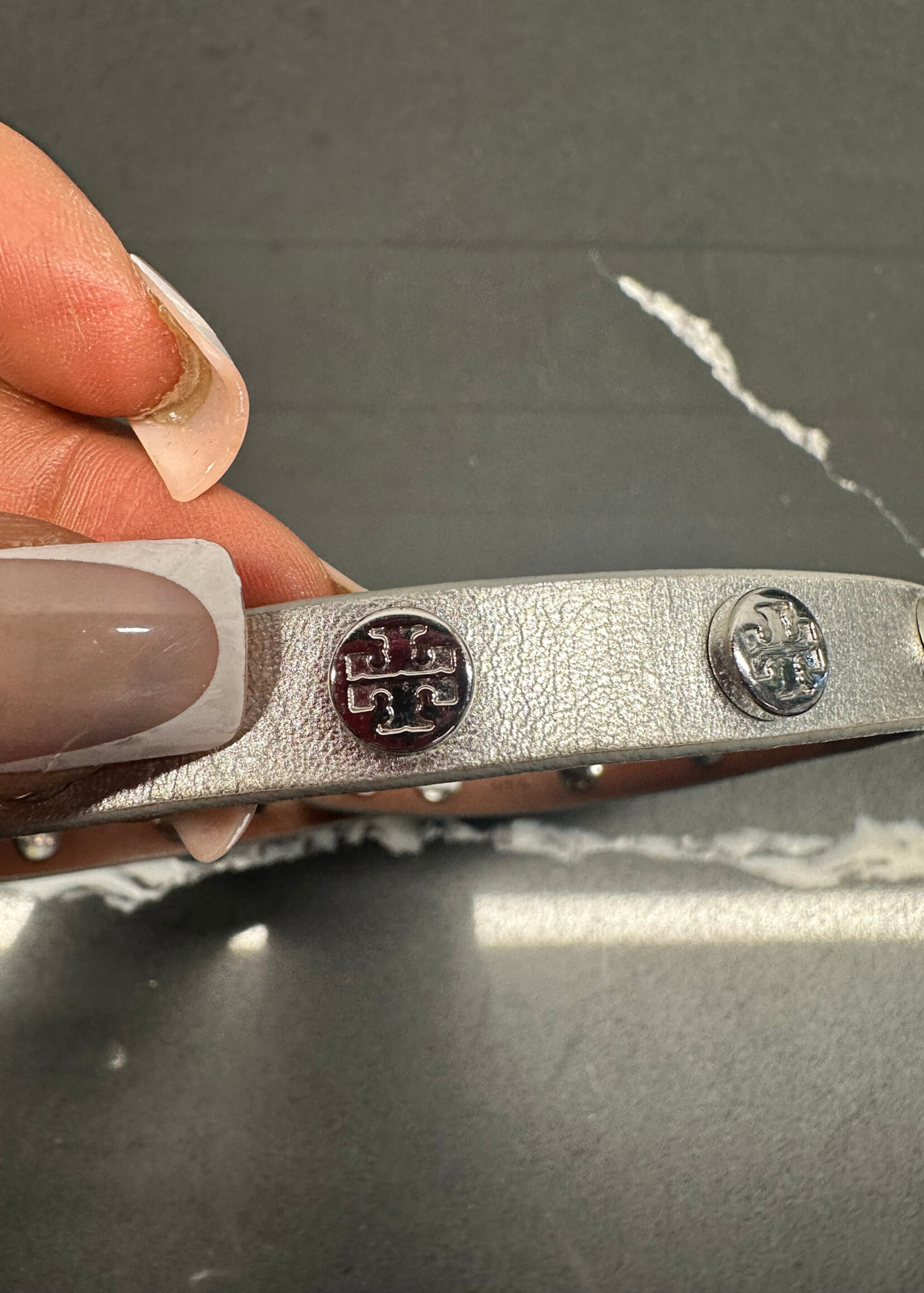 Tory Burch Silver Leather Bracelet