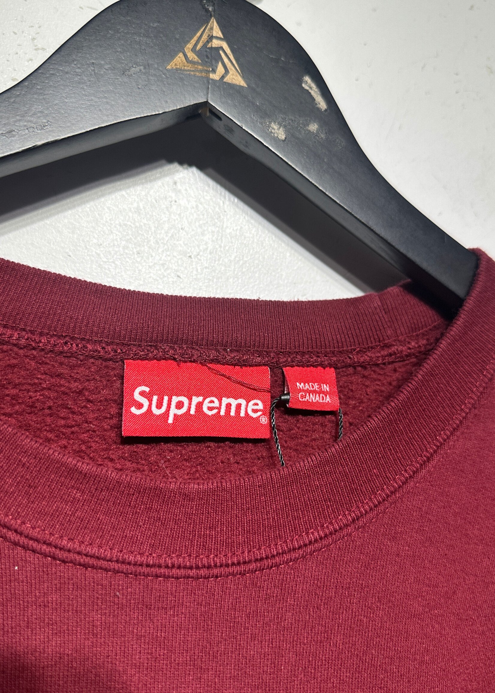 SUPREME MAROON BOX LOGO CREWNECK L