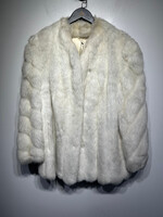 Vintage White Mid Length Fur Coat Fem S/M