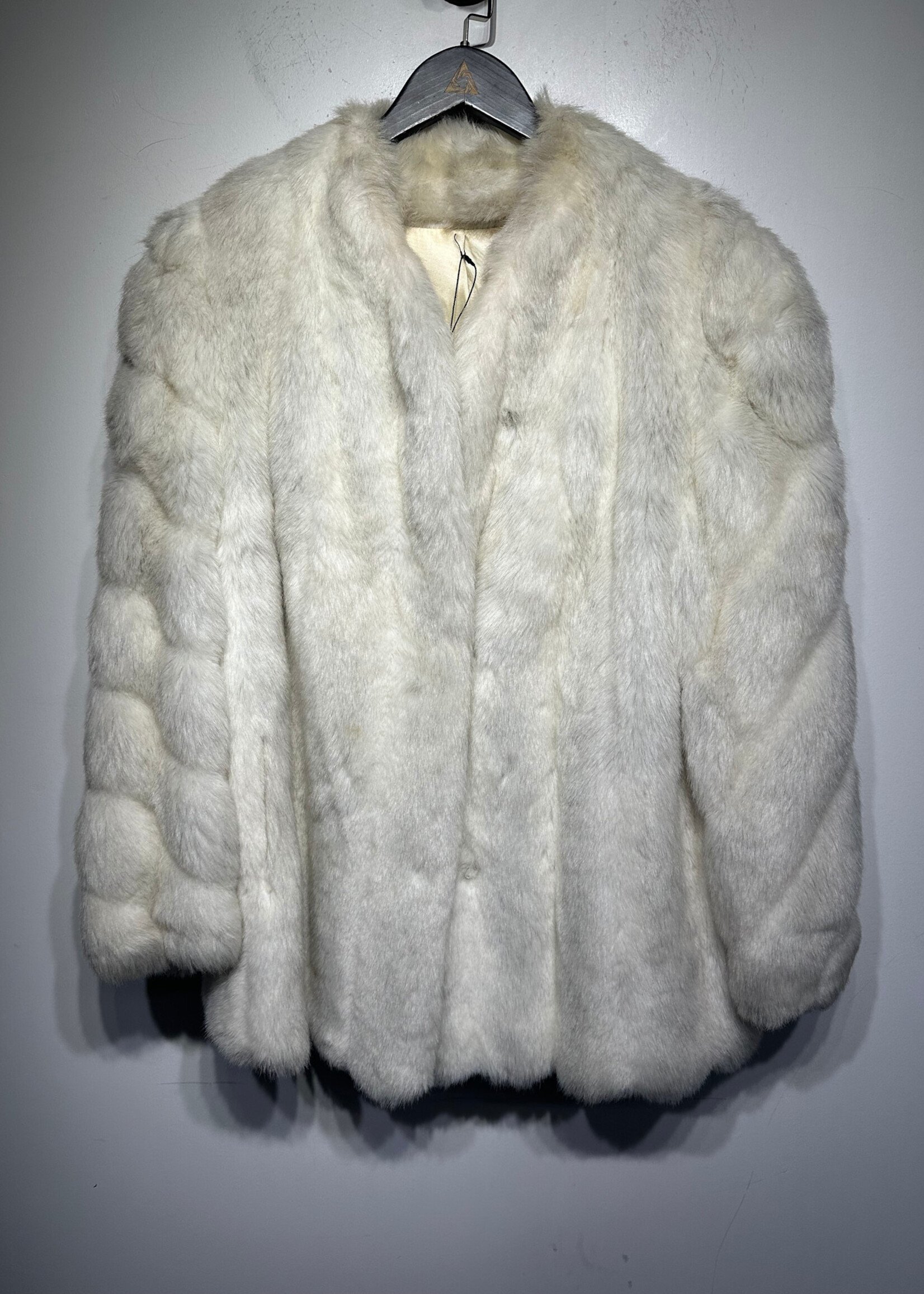 Vintage White Mid Length Fur Coat Fem S/M