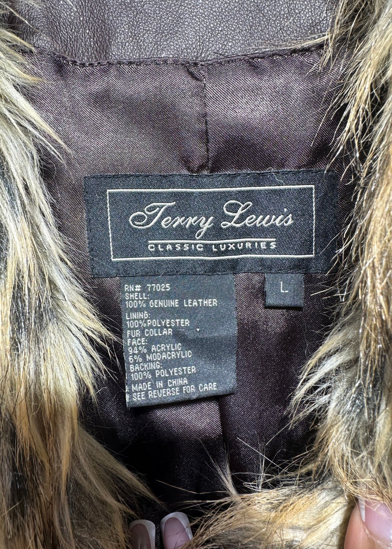 Deadstock Terry Lewis Fur Trim Leather Jacket Fem L