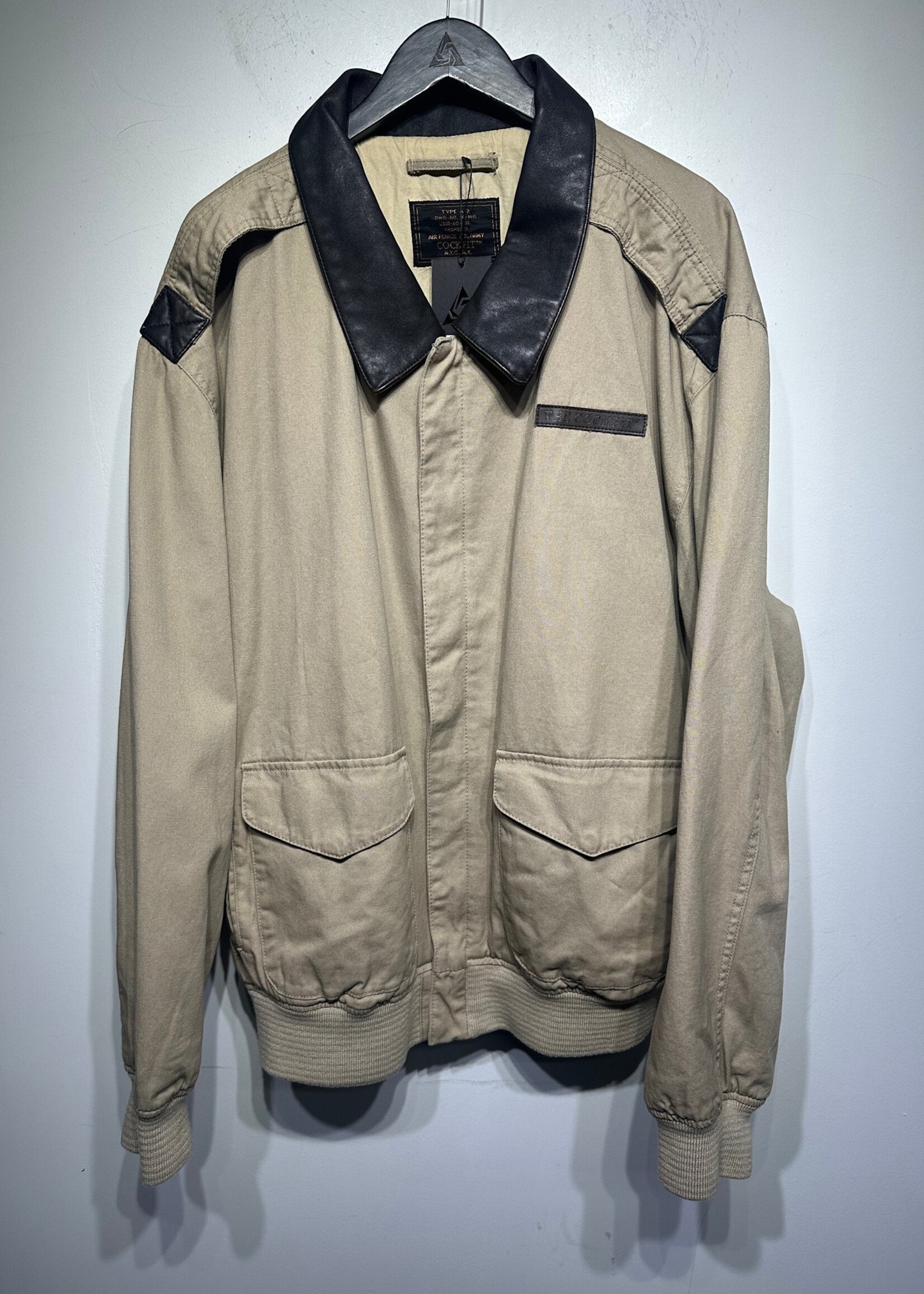 Cockpit Type A-2 Tan Leather Collar Jacket XXL