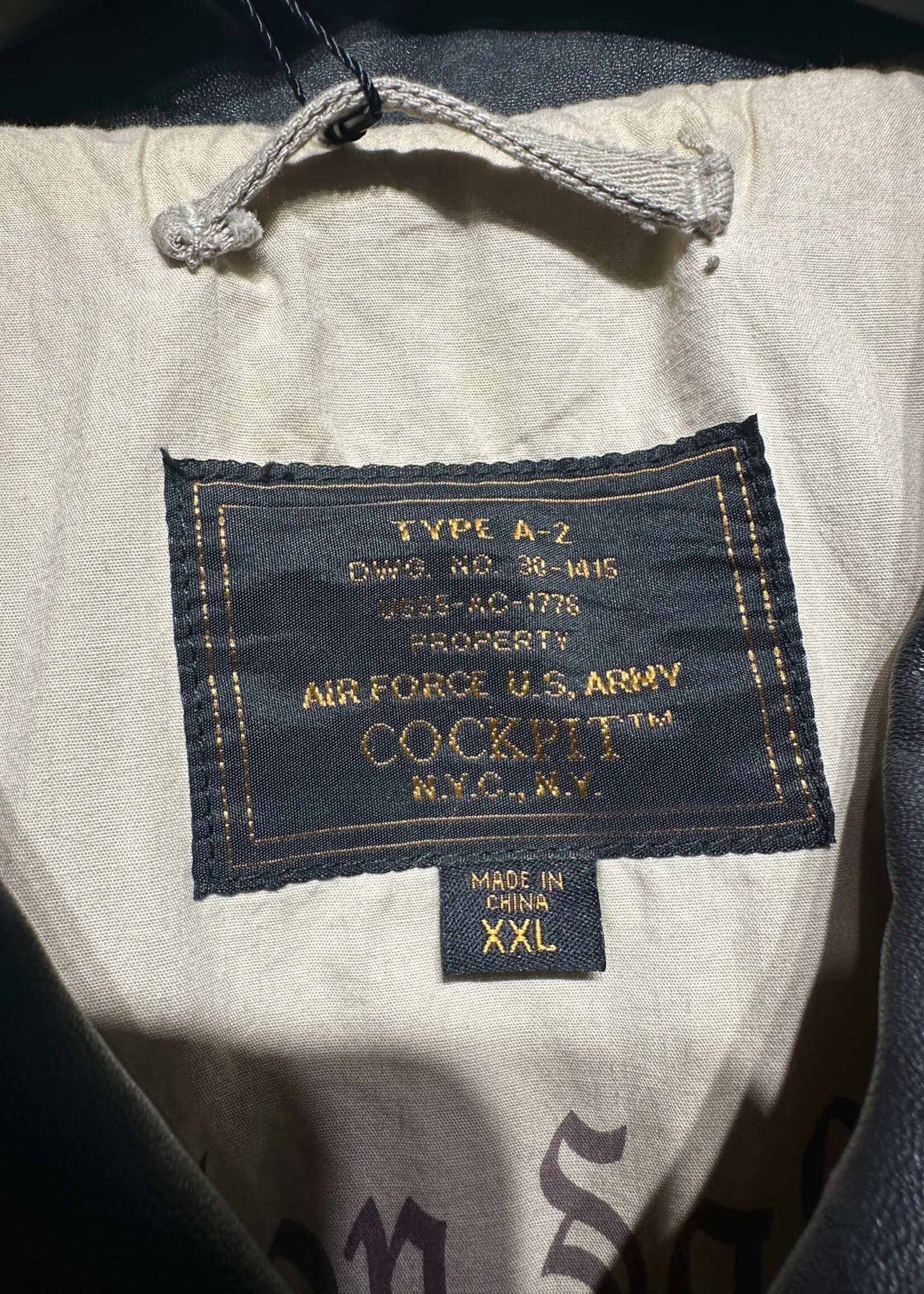 Cockpit Type A-2 Tan Leather Collar Jacket XXL