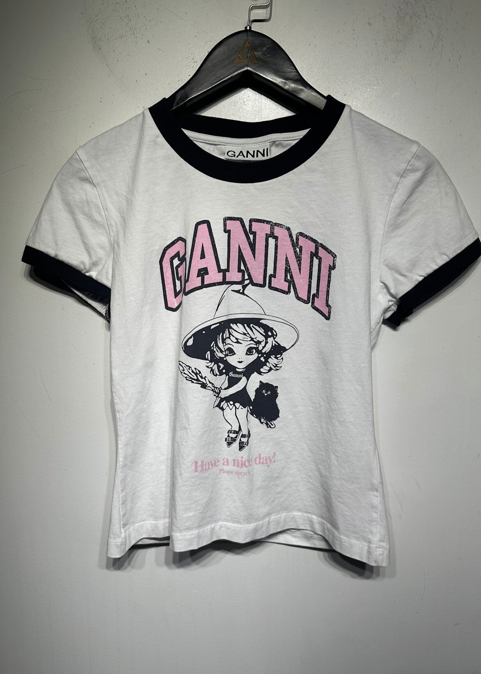 Ganni Witch "Have A Nice Day" Baby Tee XS
