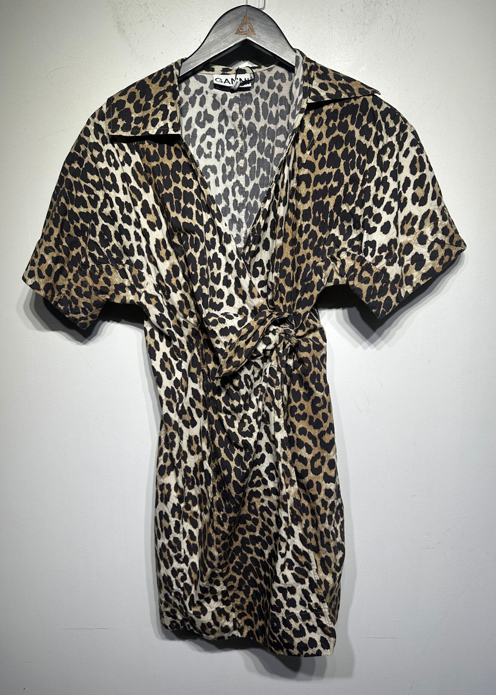 Ganni Cheetah Print Wrap Dress XS