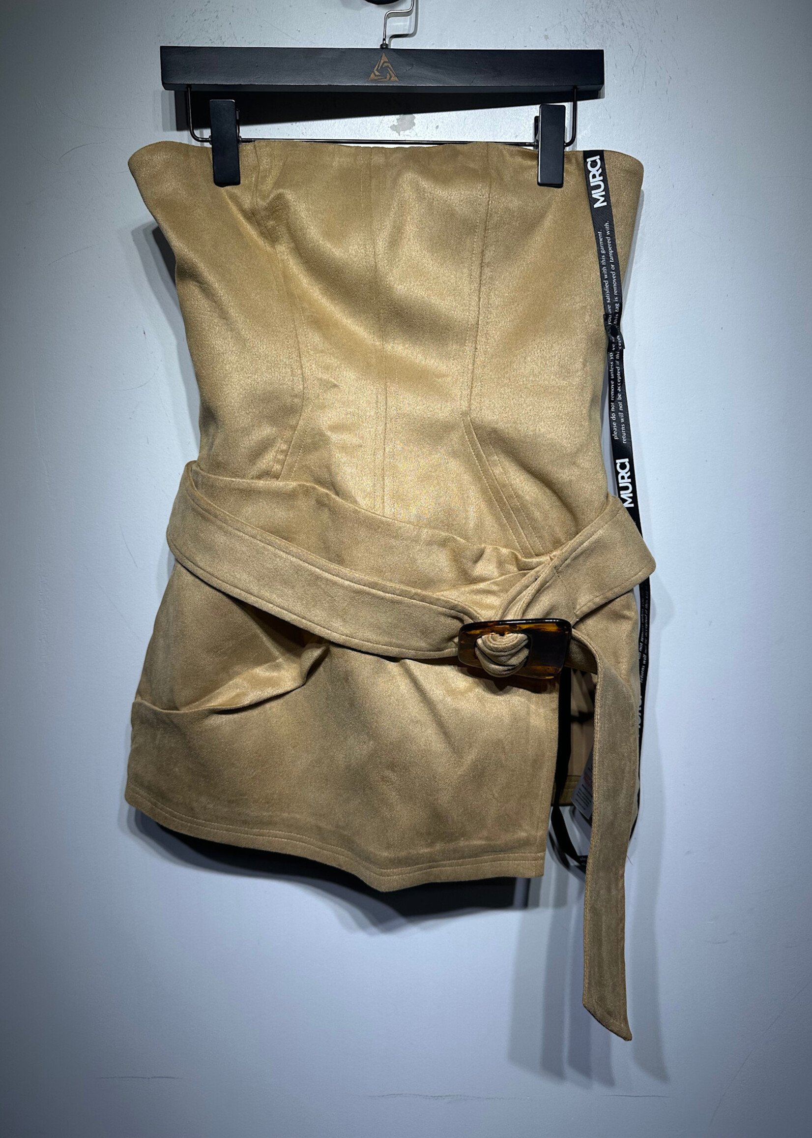 NWT Murci Suede Corset Back Tie Dress S