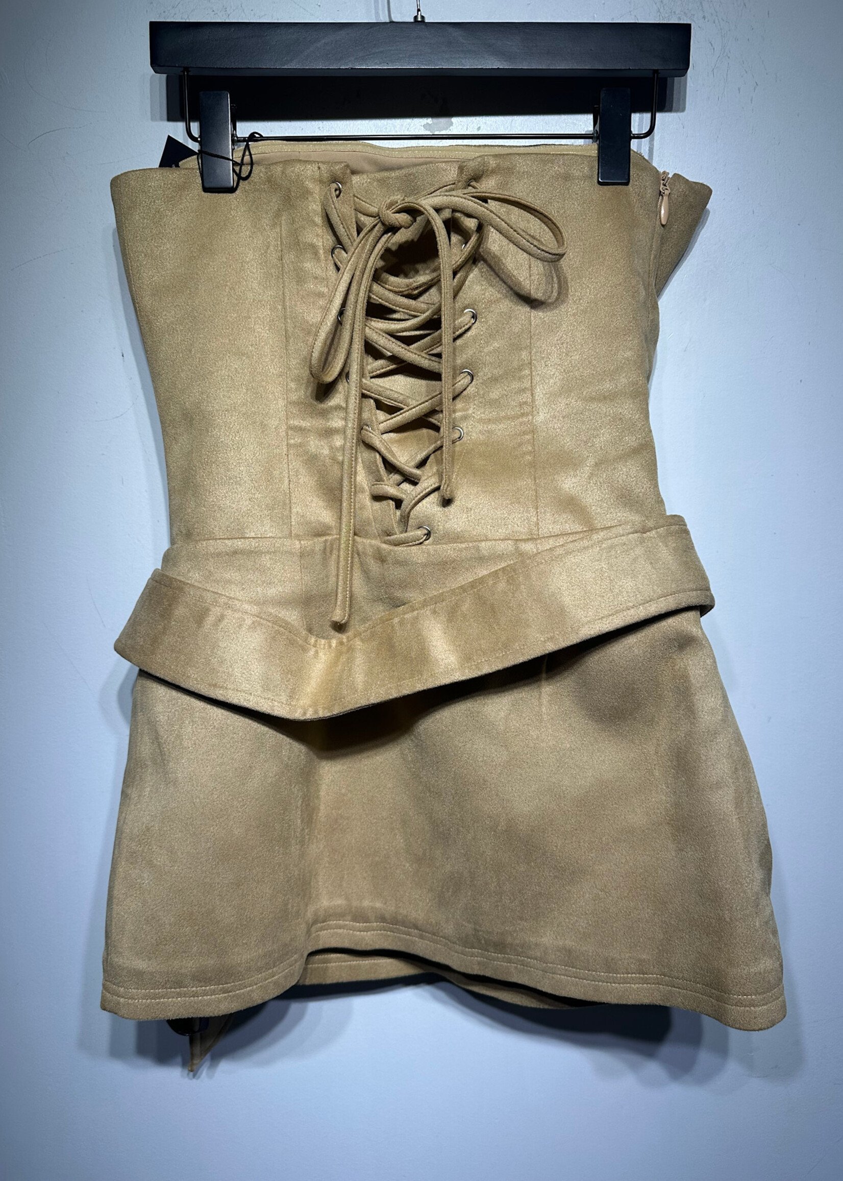 NWT Murci Suede Corset Back Tie Dress S