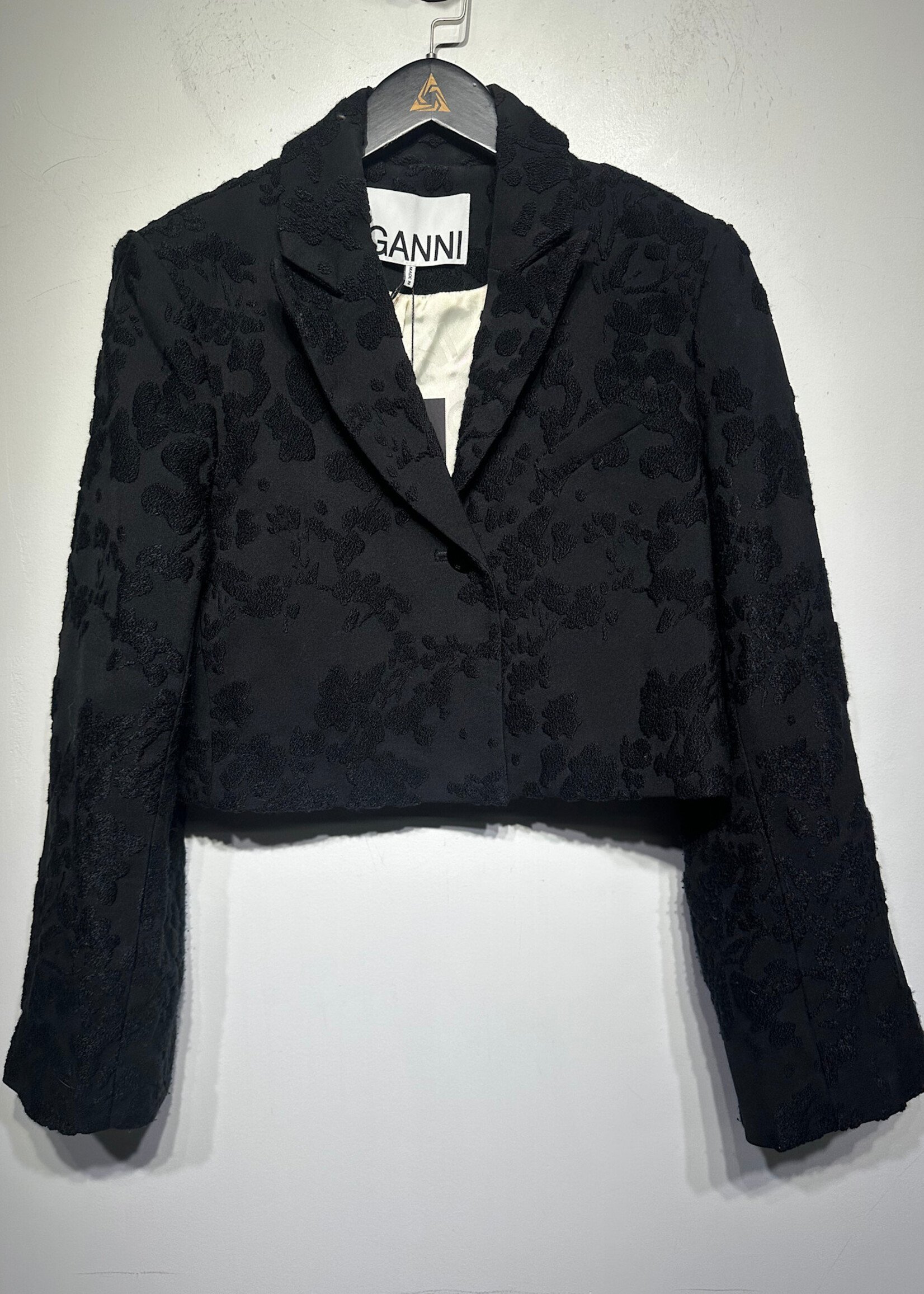 Ganni Black Floral Twill Two PC Set XS