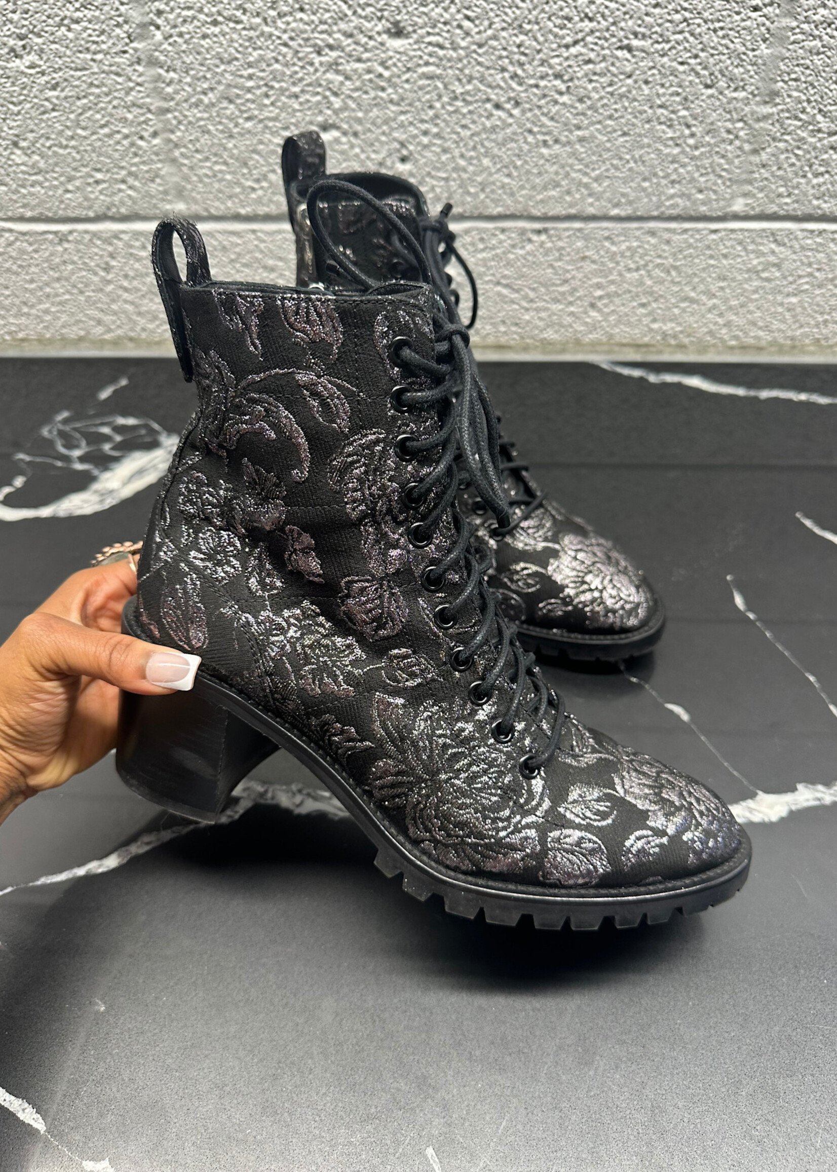 Jimmy Choo Cruz Brocade Zip Up Boots 40/9