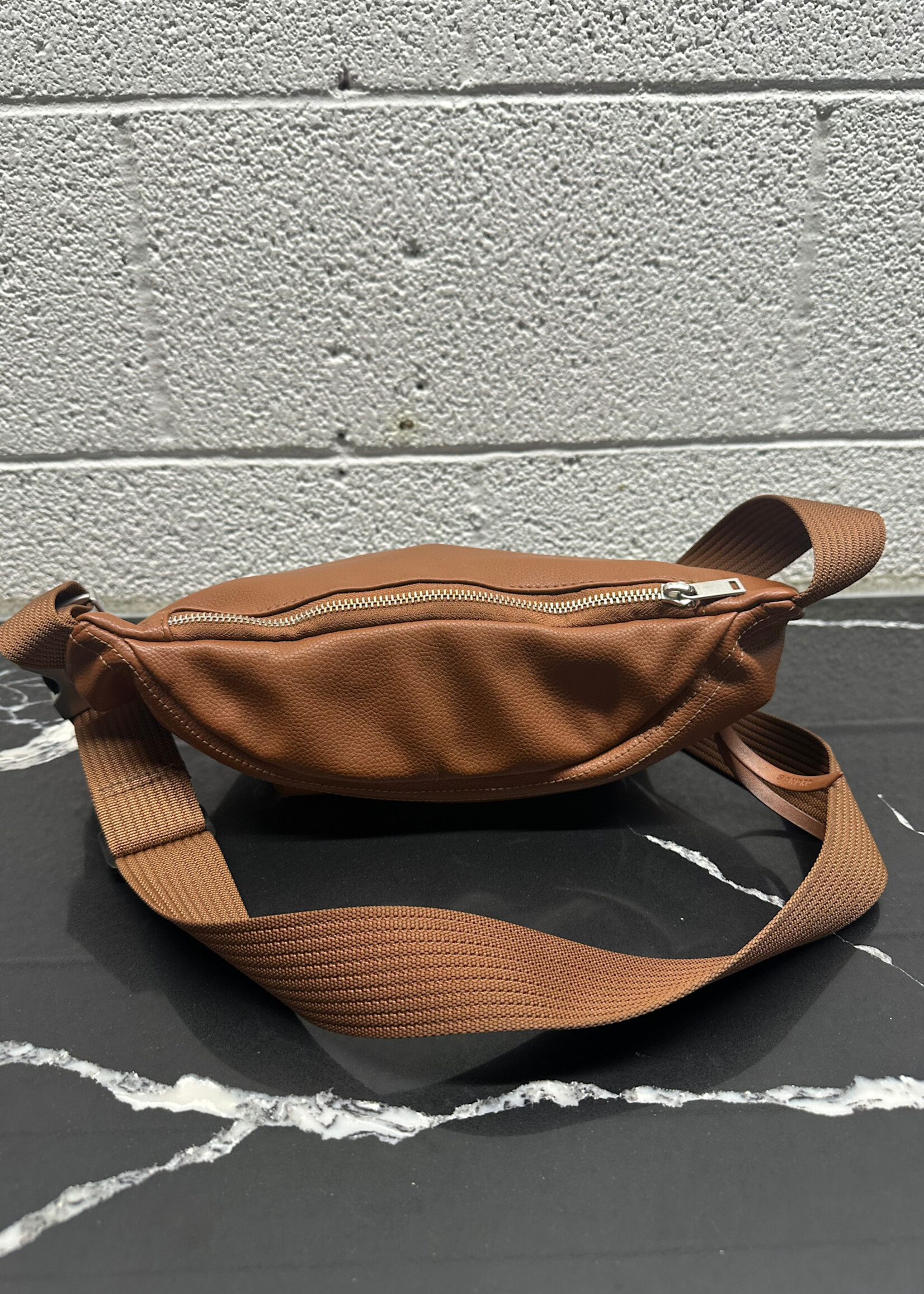Sandro Brown Leather Fanny Pack OS