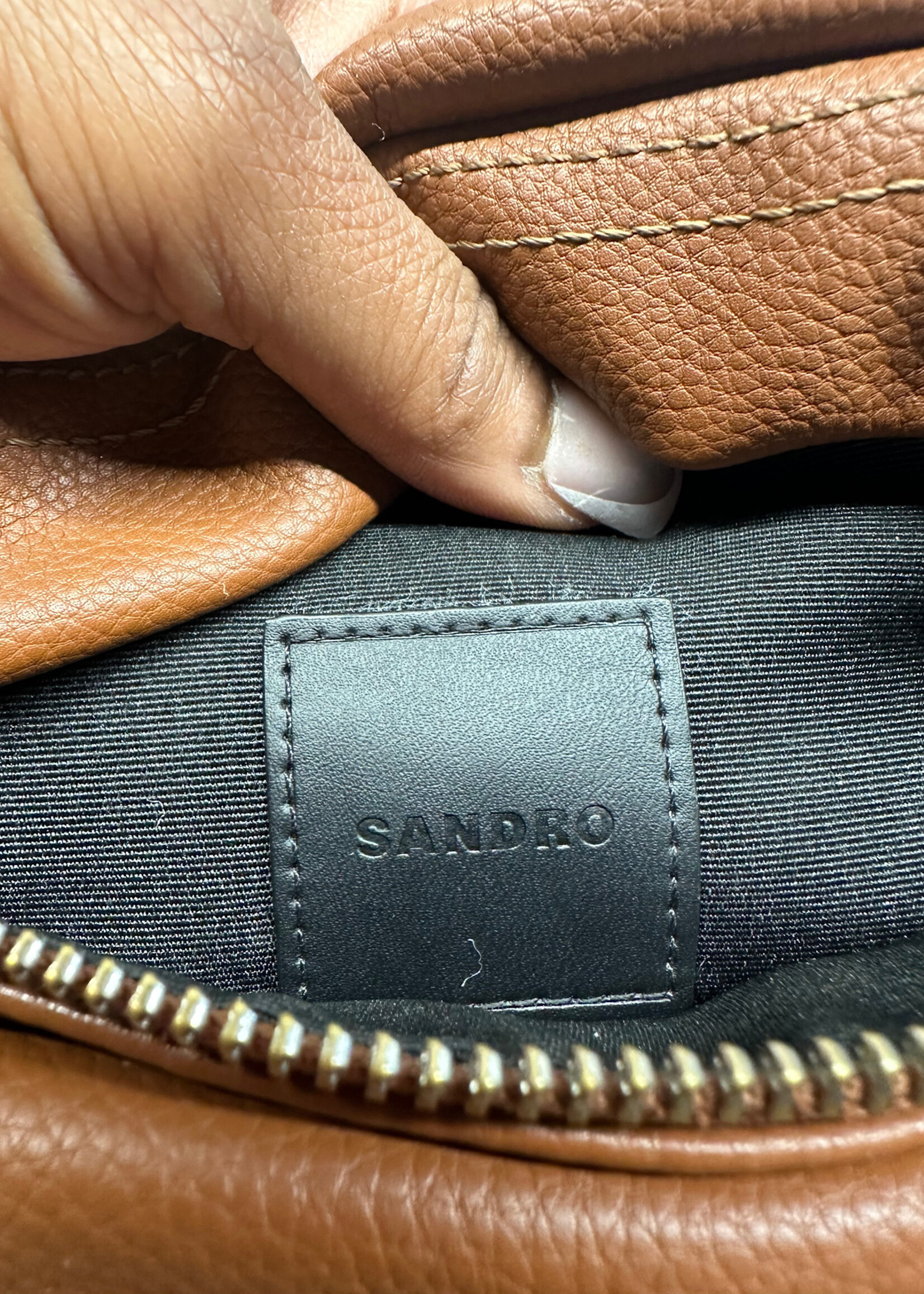 Sandro Brown Leather Fanny Pack OS