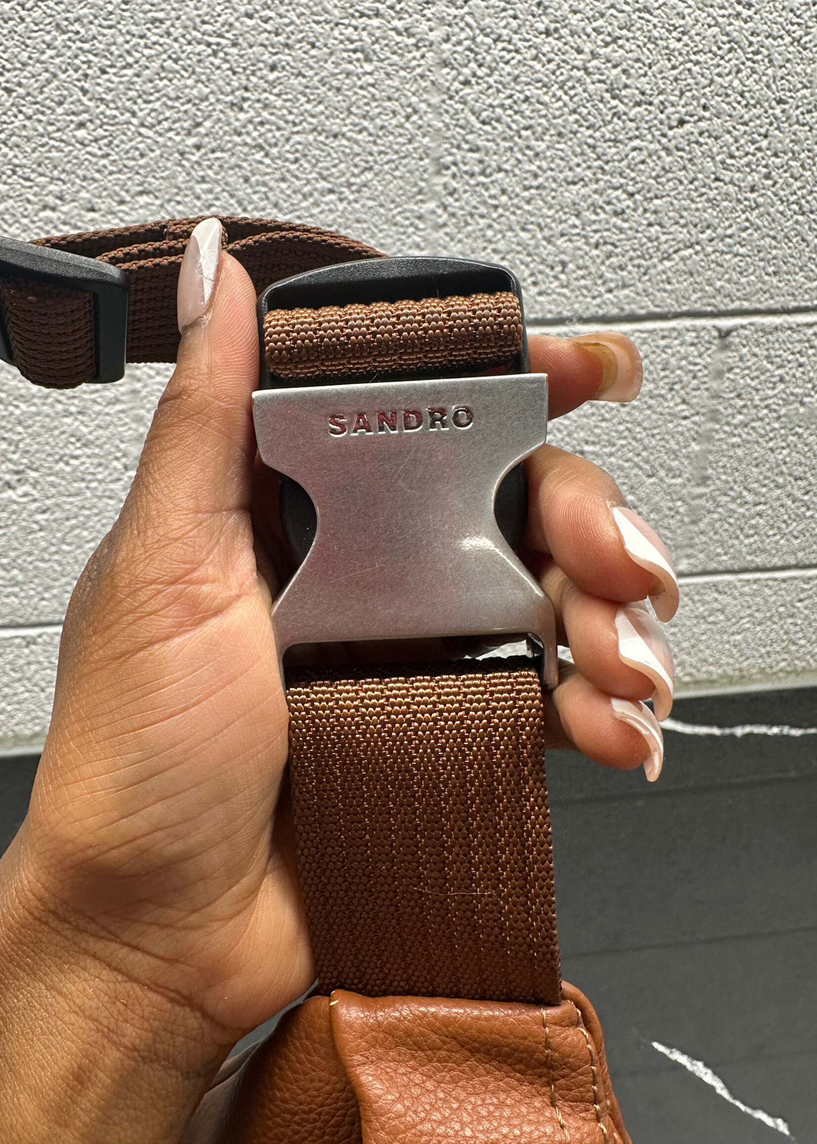 Sandro Brown Leather Fanny Pack OS