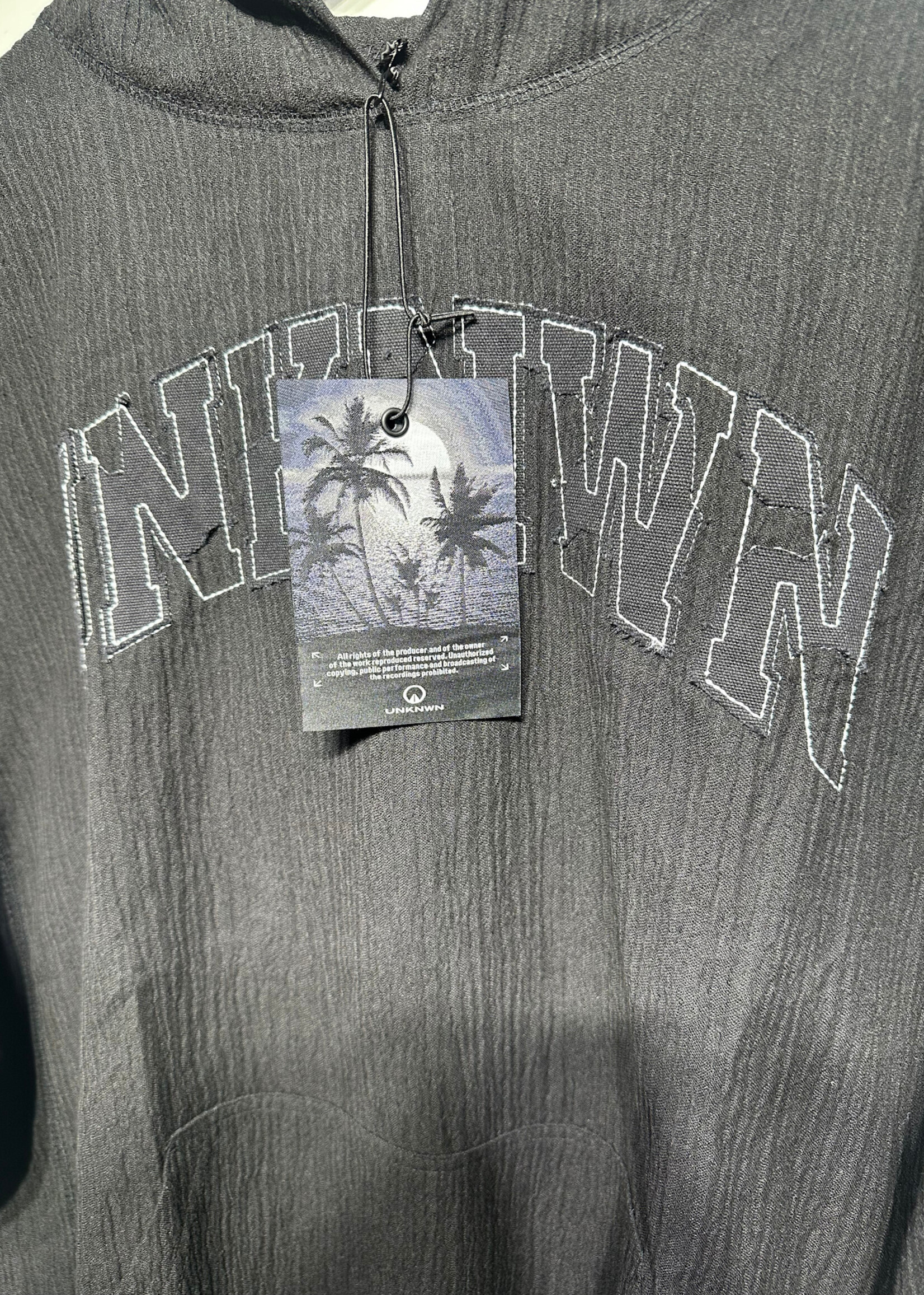 NWT UNKNWN Black Crepe Hoodie M