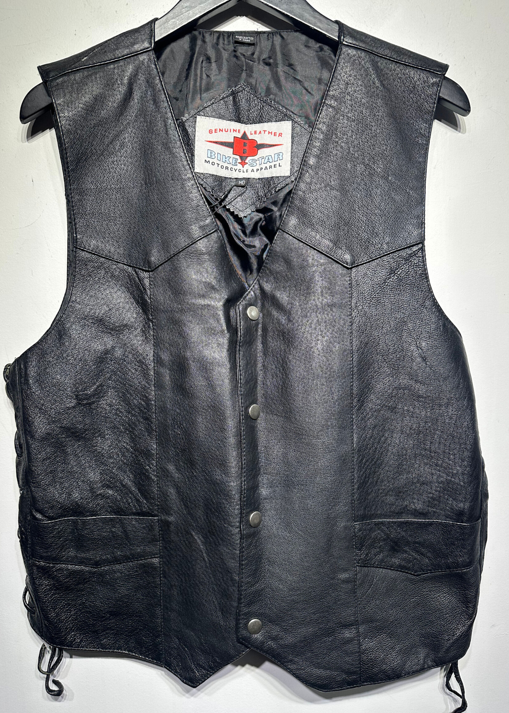 Bike Star Black Leather Vest Masc M