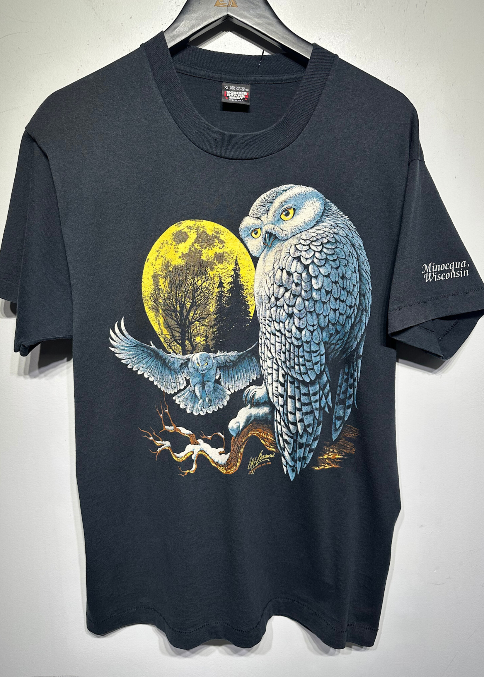 Screen Stars 90s Black Owl Tee XL