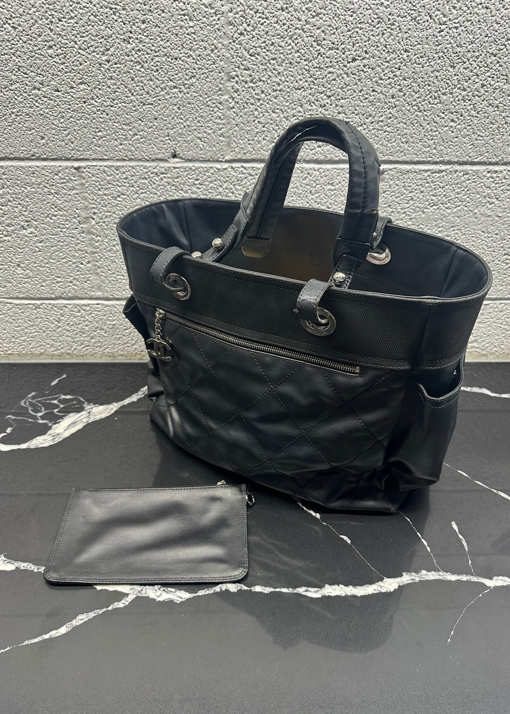 Chanel Coated Canvas Quilted 'Paris Biarritz' Tote AS IS