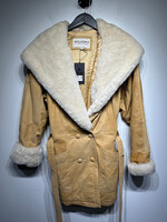 Wilsons Leather Fur Trim Belted Coat Fem M