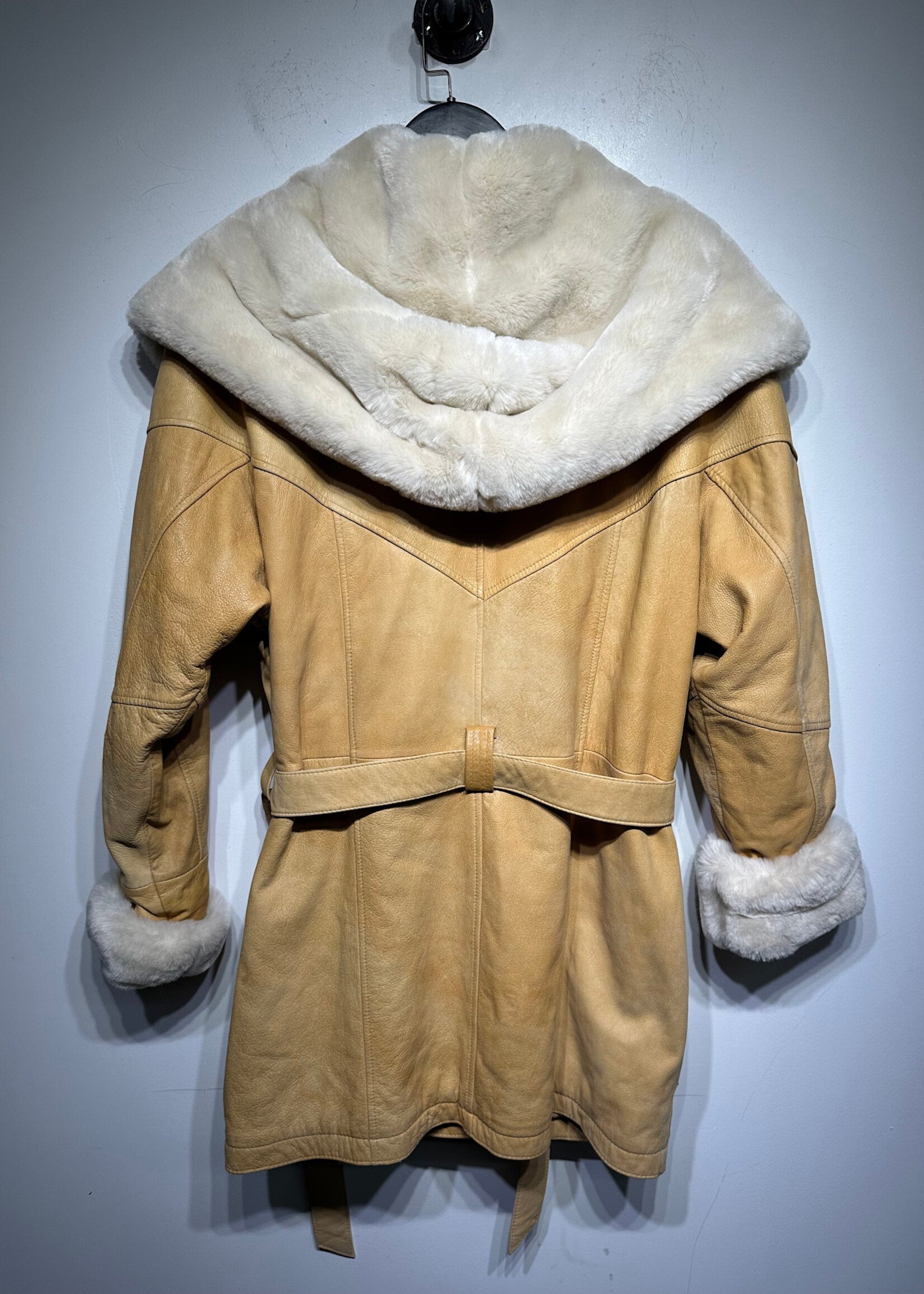 Wilsons Leather Fur Trim Belted Coat Fem M