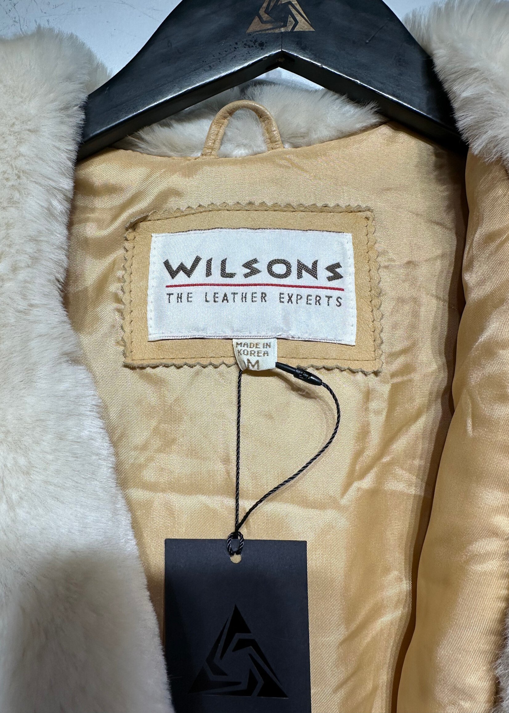 Wilsons Leather Fur Trim Belted Coat Fem M