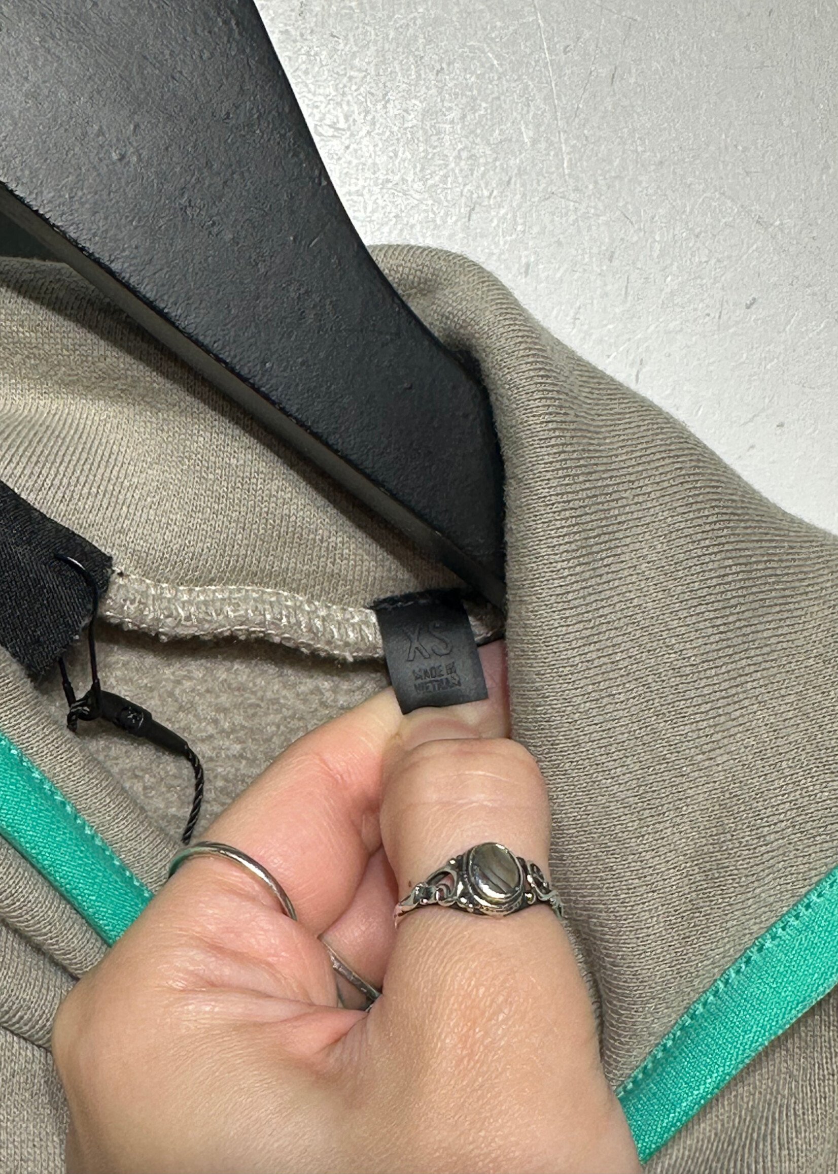 Essentials Tan Blue Trim Hoodie XS