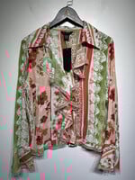 Sunny Taylor Pink and Green Ruffle Blouse L