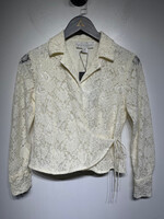 Petite Sophisticate Lace Front Tie Top Fem XS