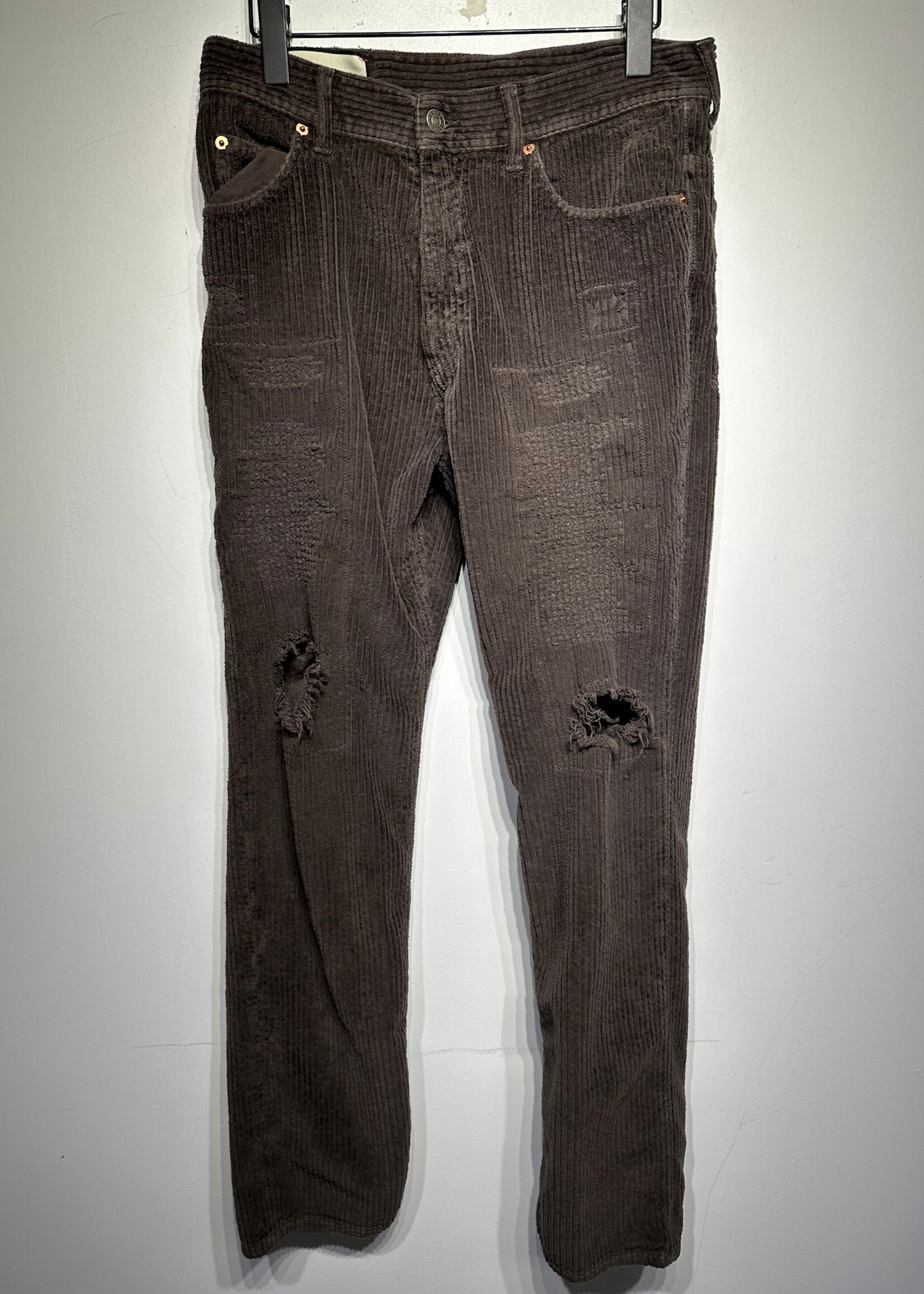 Gucci Brown Cord Distressed Pants Fits Masc 30 AS IS